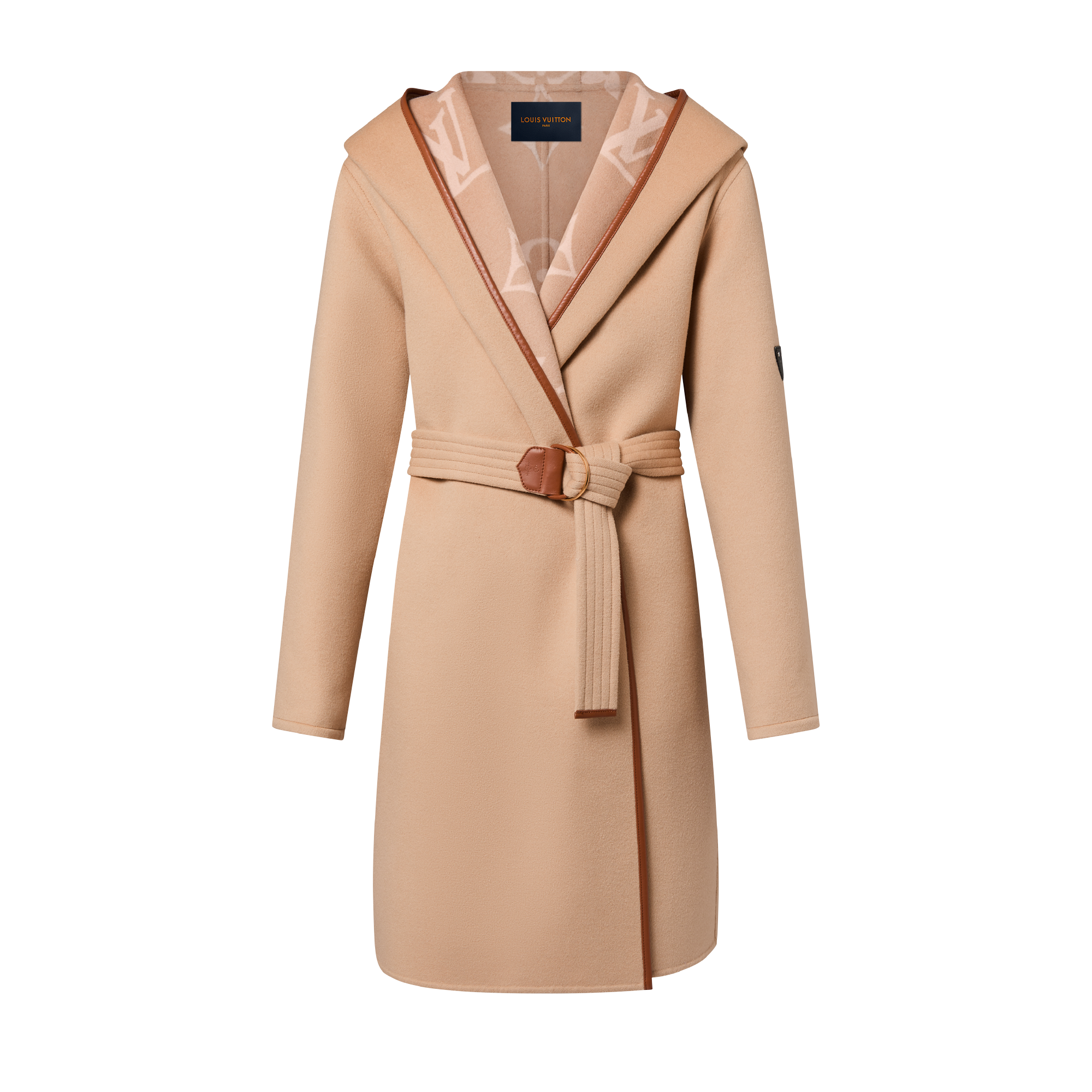 LOUIS VUITTON ベージュ ロングコート 38 Belted Double Face Hooded 