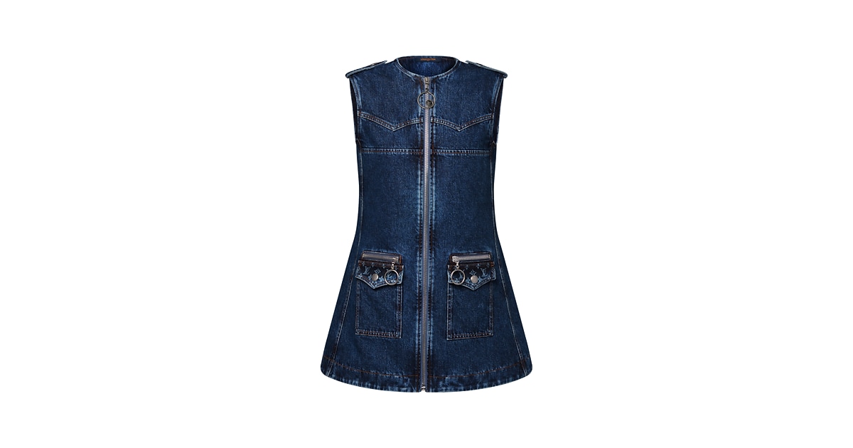 lv denim dress LOUIS VUITTON Raw Zip-up Blue. Size 32 louis vuitton monogram dress Gloryjoy Women's Comfortable & model-emmamac Utility codes elevate this color:Pearl Pink