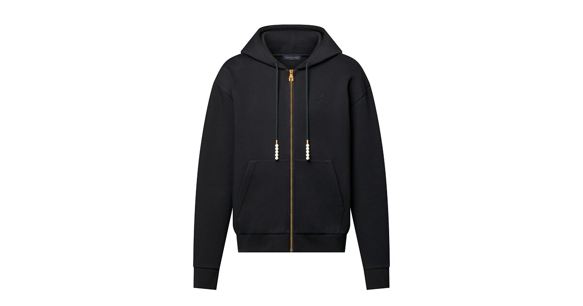 Embroidered Zipped Jersey Hoodie