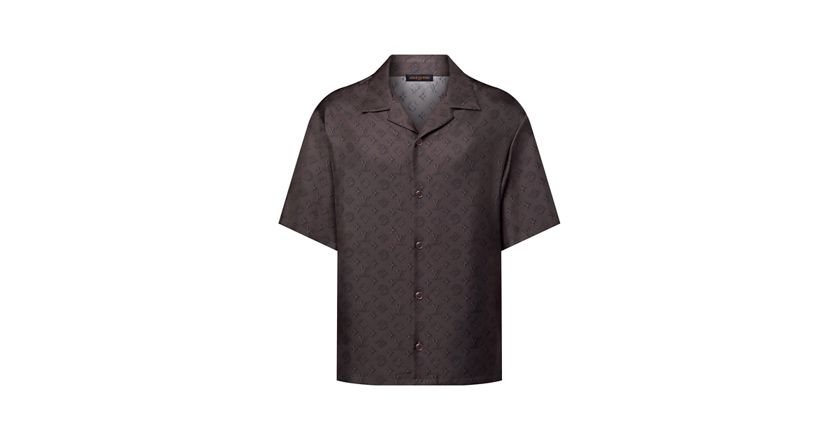 Printed Monogram Short-Sleeved Silk Shirt - gifts - Ramadan Gifts 