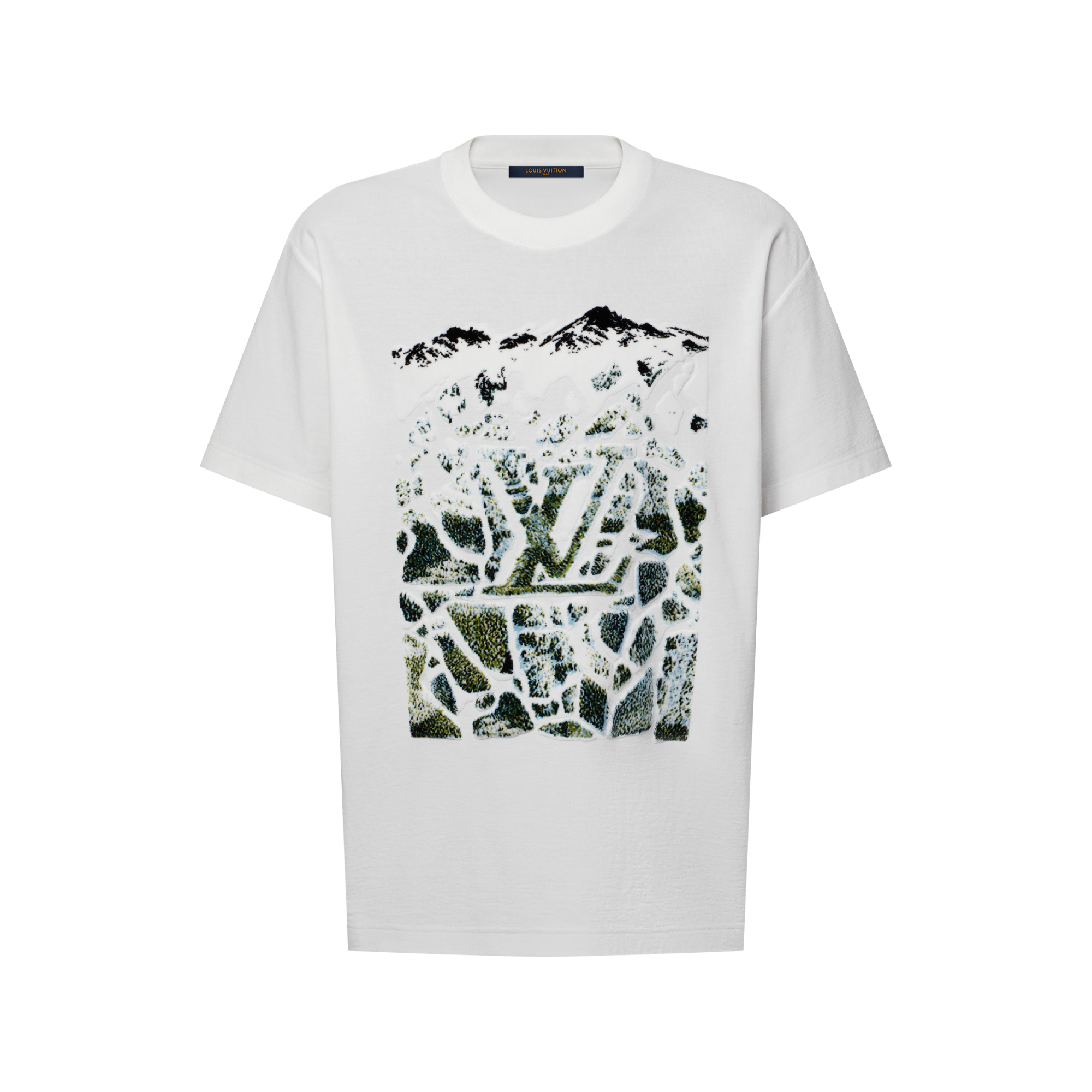 LOUIS VUITTON 和紙風 シャツ ホワイト 総柄 Velvet Jacquard Short 