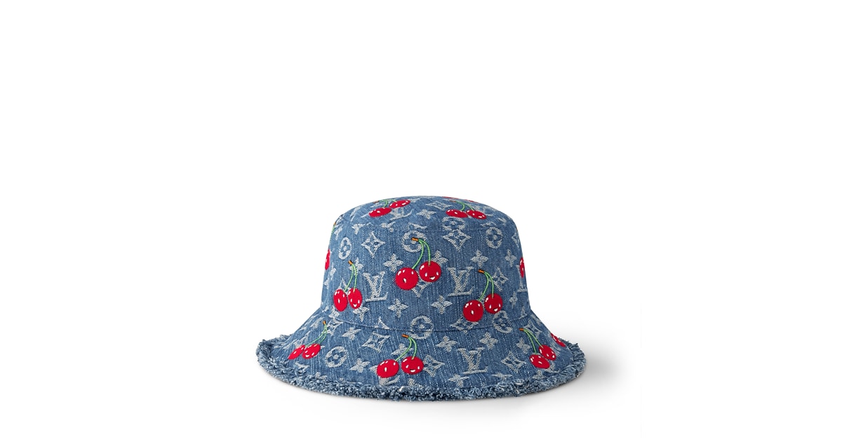 Stylish Handmade Love LV Crystal Logo Denim Bucket Hat Small / Medium NWT Louis Vuitton Monogram Denim Bob Bucket Hat in White  main image 2