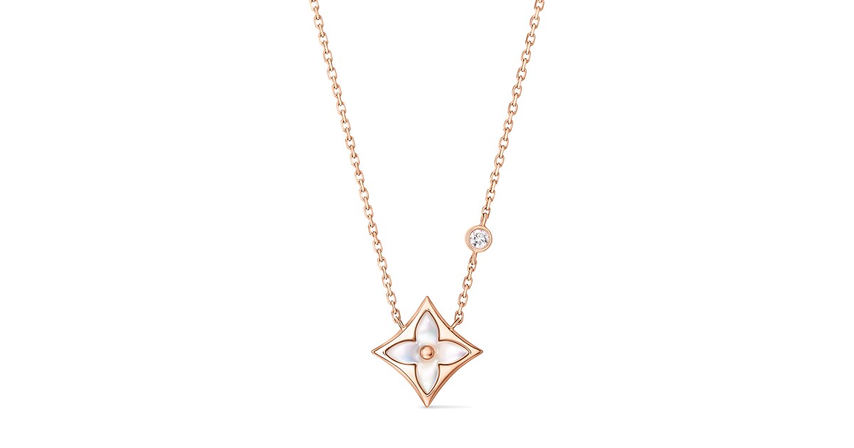 Color Blossom BB Star Pendant, Pink Gold, White Mother-of-Pearl and Diamond