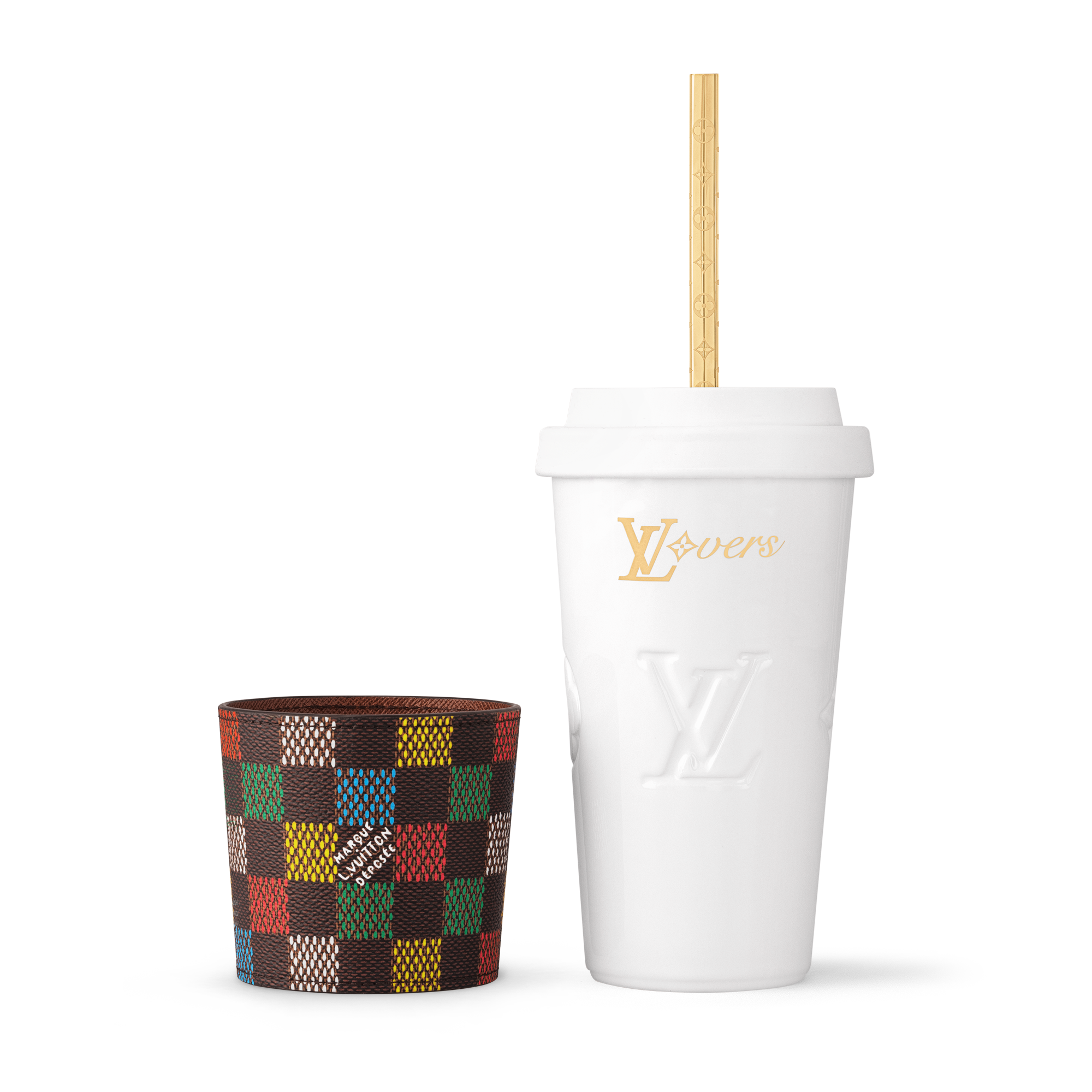  Home and Art of Dining Art of Dining  LV Vers Damier Cup & Straw | Louis Vuitton ® (Product zoom)