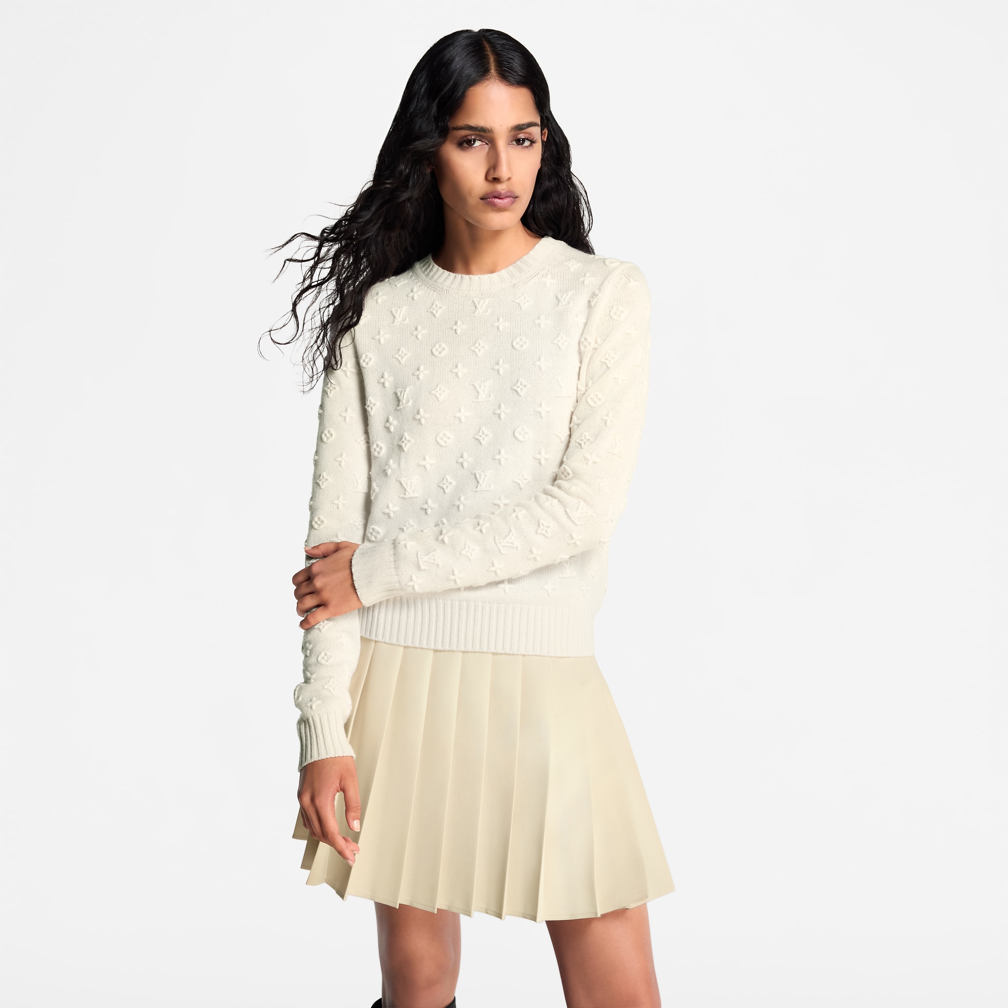 3D Monogram Knit Pullover