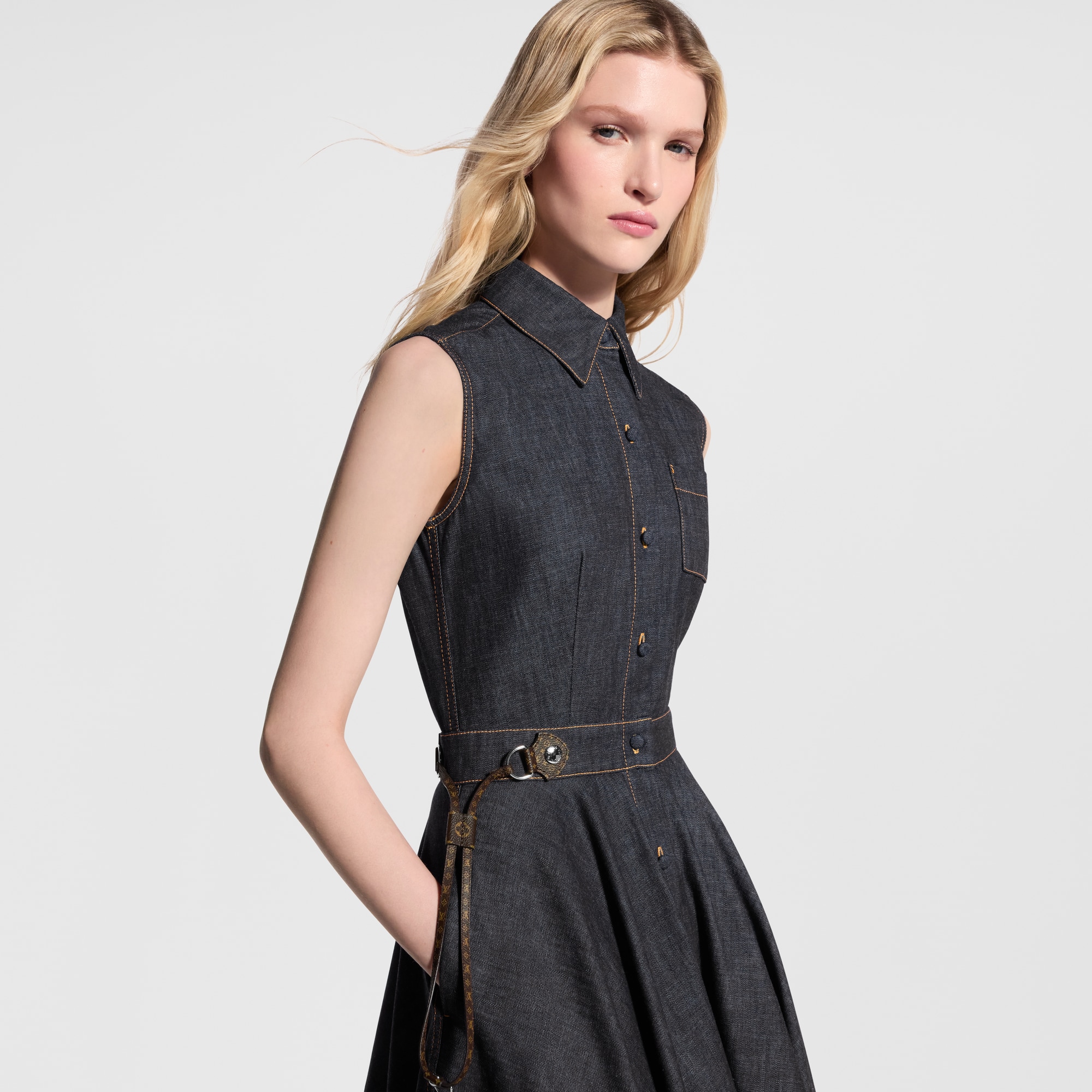 LOUIS VUITTON Asymmetrical Denim Shirt Dress Indigo. Size 38 LOUIS VUITTON Asymmetrical Denim Shirt Dress Indigo. Size 38
