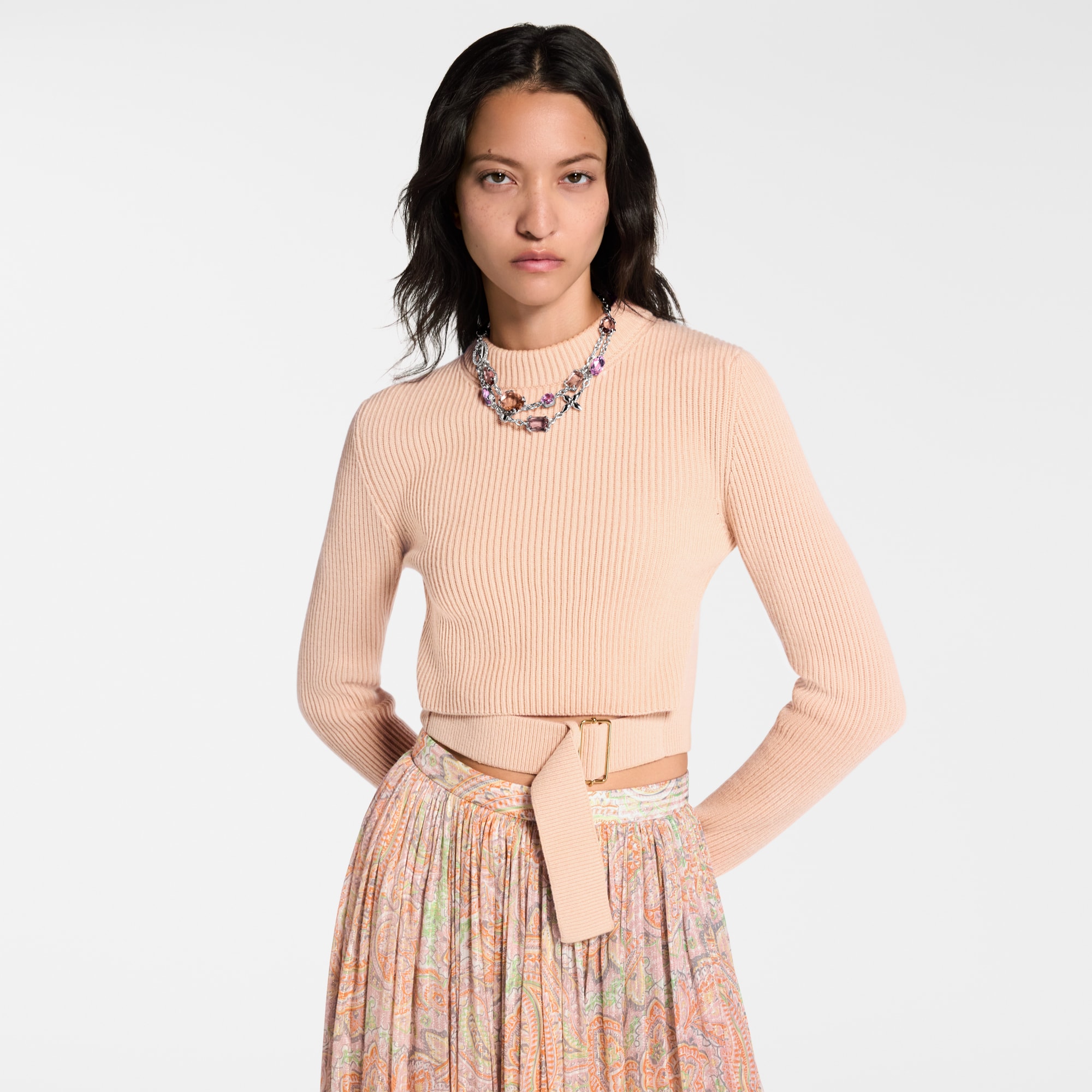  Ready-to-Wear Knitwear Belted Cropped Pullover | Louis Vuitton ® (Product zoom)
