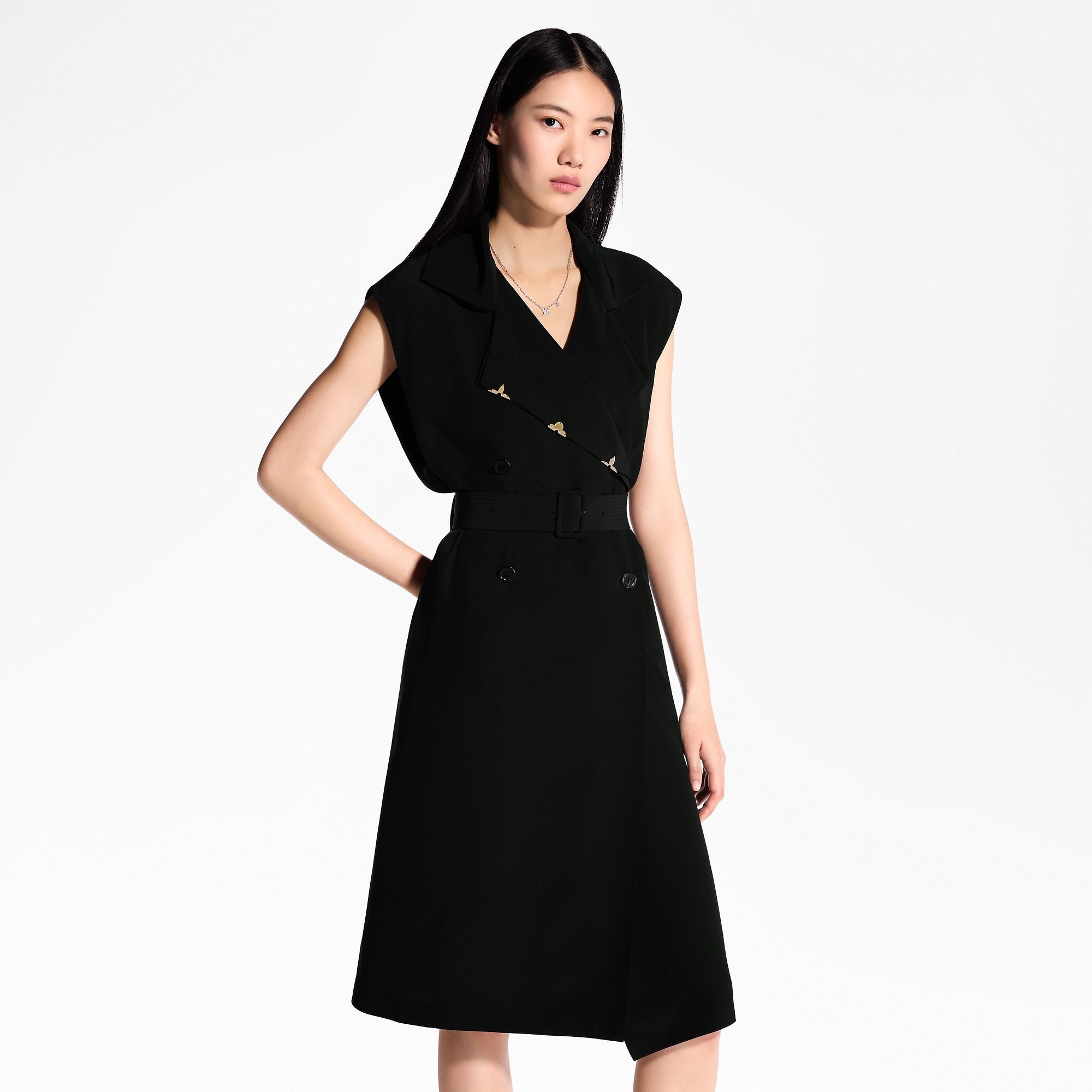 Belted Double-Breasted Dress