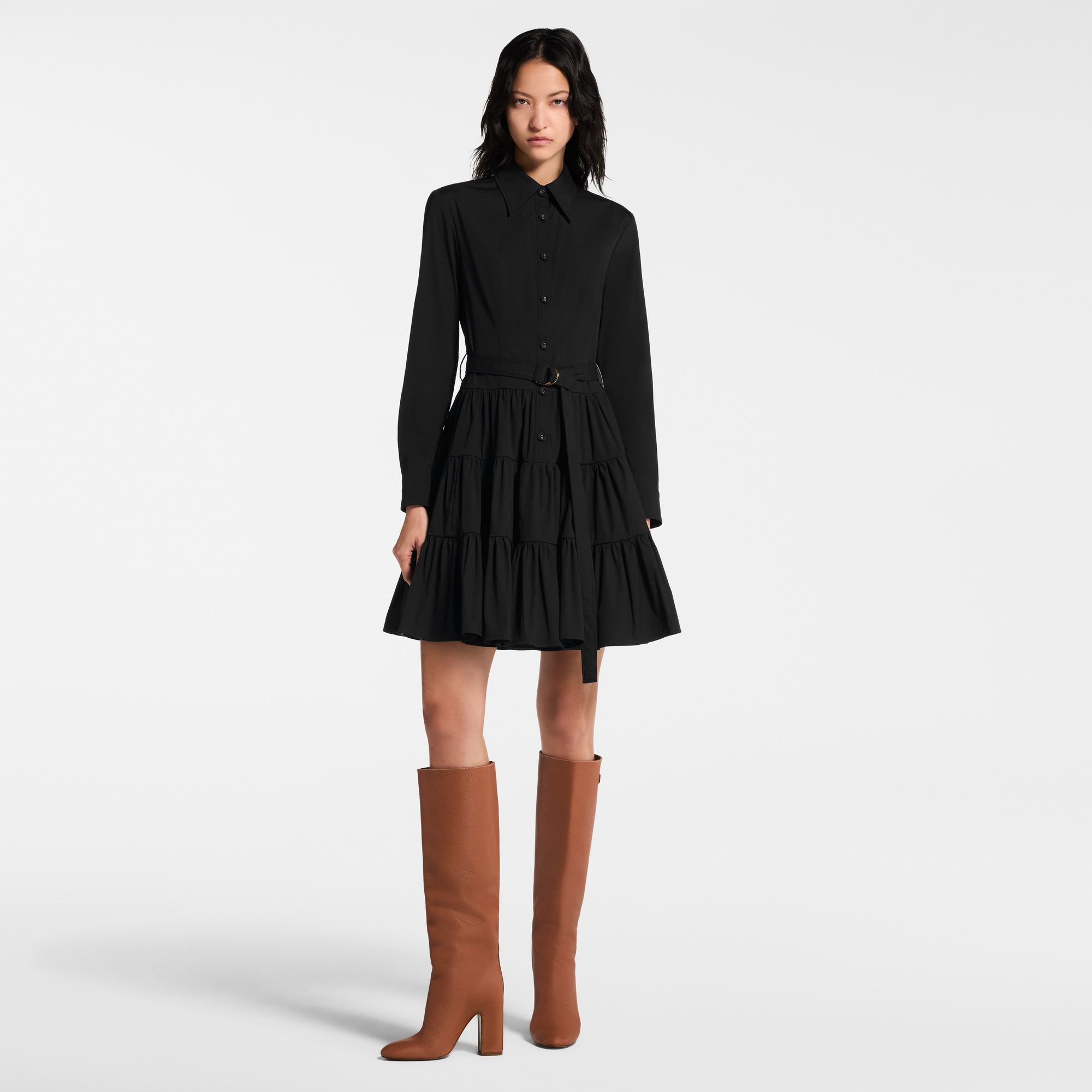  Ready-to-Wear Dresses Belted Tiered Shirt Dress | Louis Vuitton ® (Product zoom)