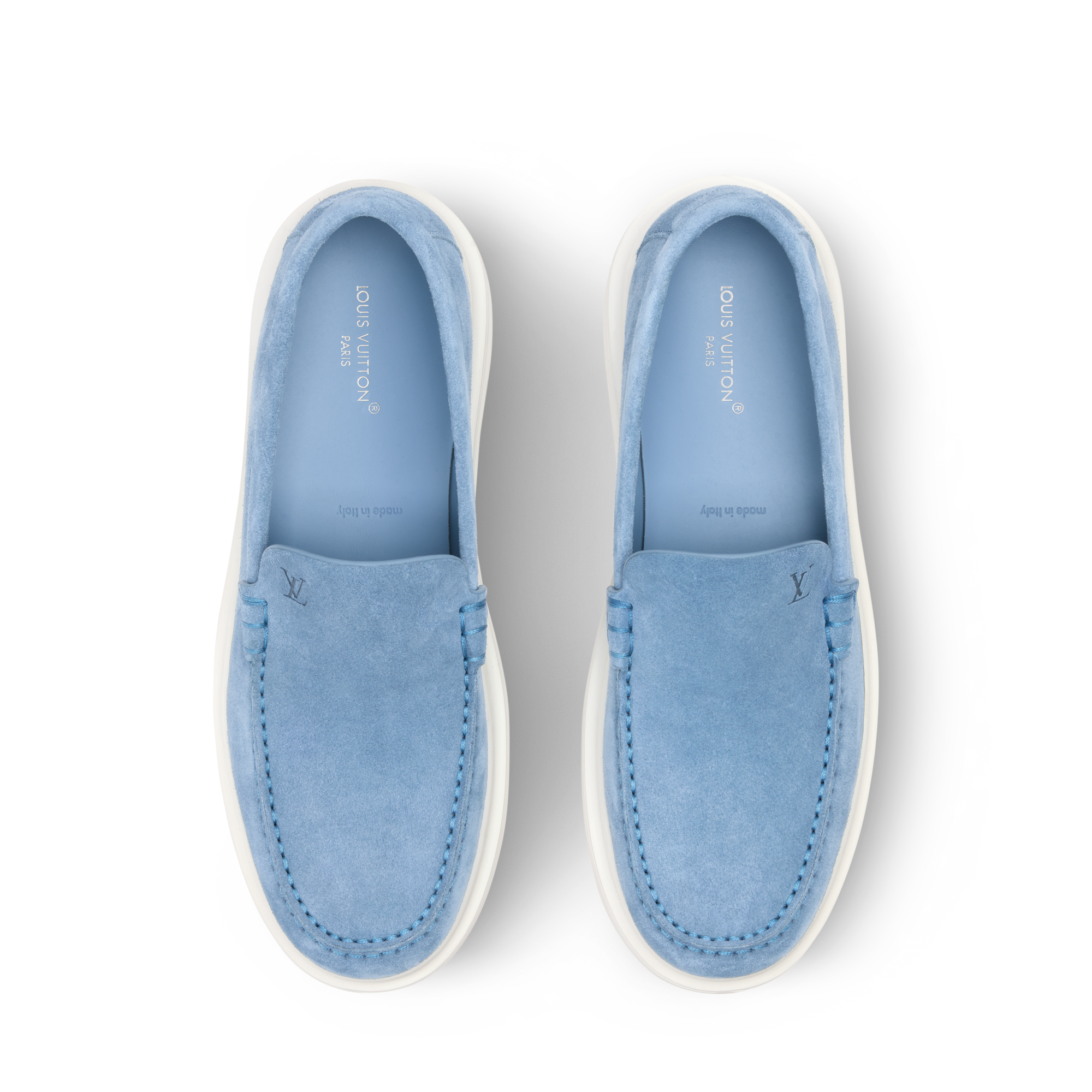 Louis Vuitton Men’s Light Blue Resort Leather Loafers LOUIS VUITTON LV Racer Moccasin Perforated Leather Loafers  main image 3