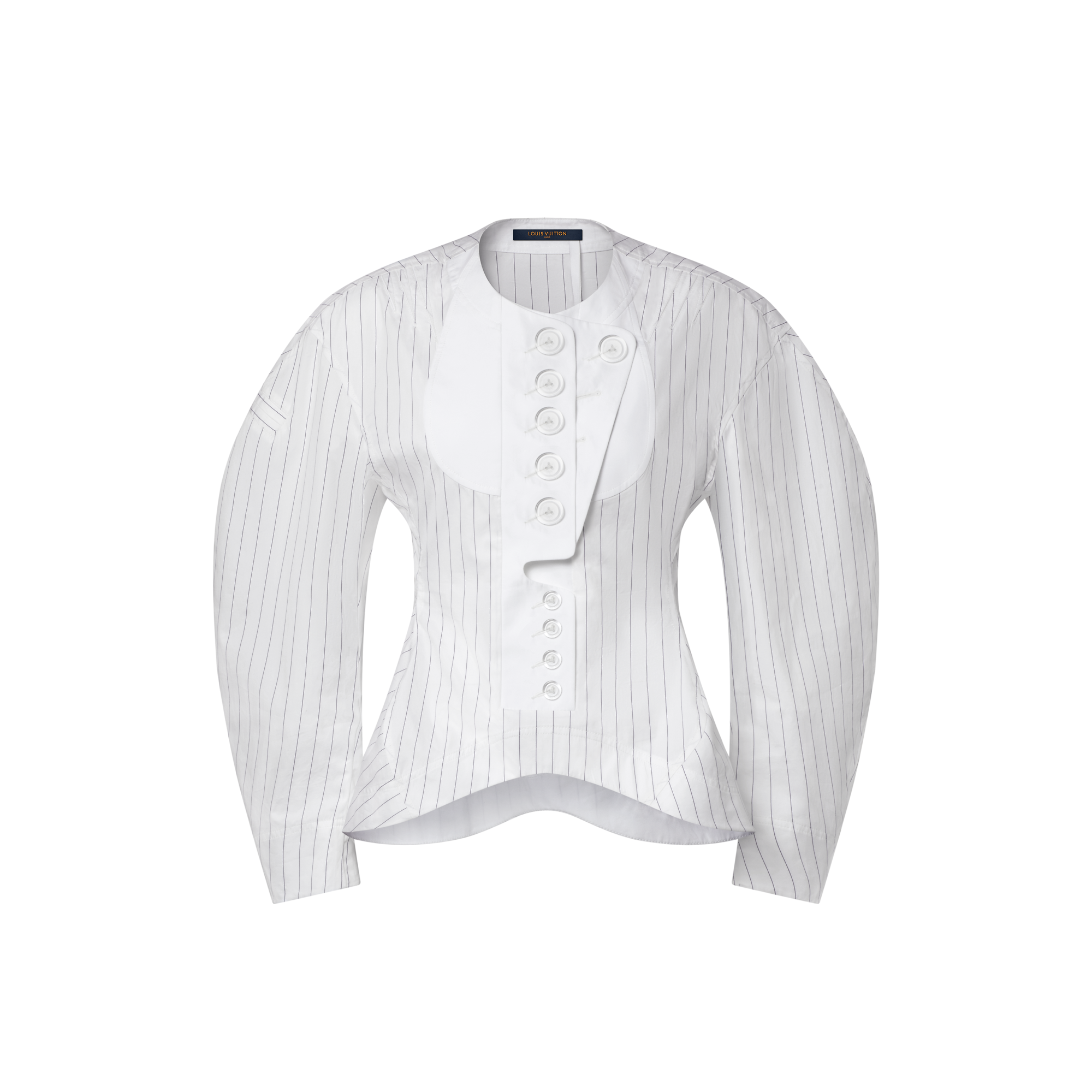 Bib Front Striped Blouse