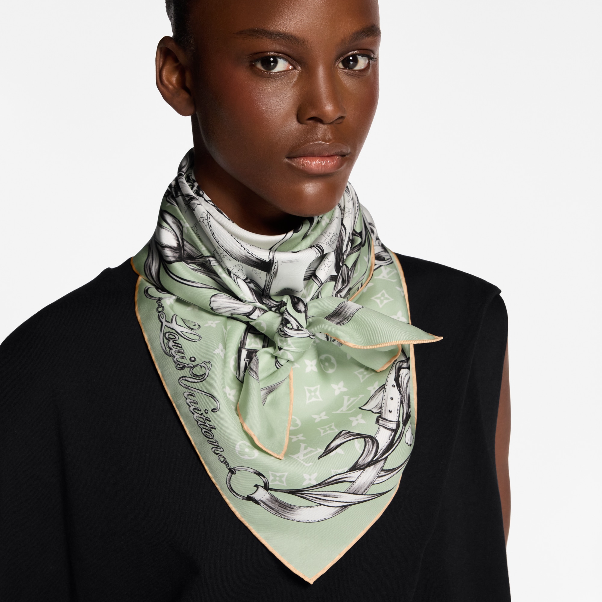 S00 Accessories Silk Squares and Bandeaus  Blooming Monogram Square 90 | Louis Vuitton ® (Product zoom)