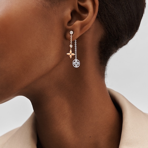Categories All Fine Jewelry Blossom long earrings, 3 golds and diamonds | Louis Vuitton ® (Product zoom)