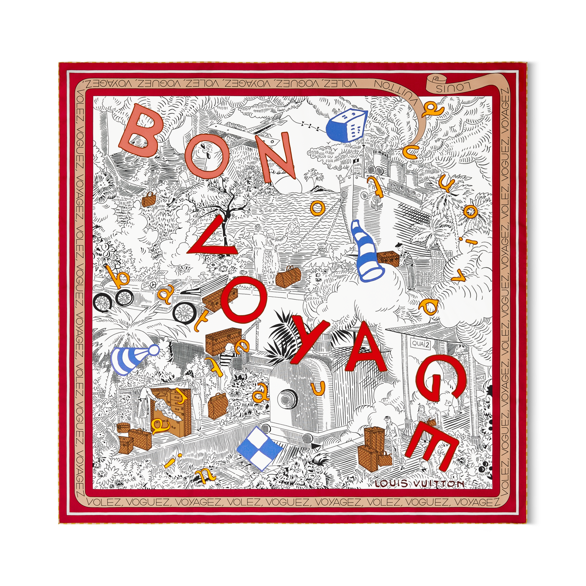 S00 Accessories Silk Squares and Bandeaus  Bon Voyage Square 90 | Louis Vuitton ® (Product zoom)