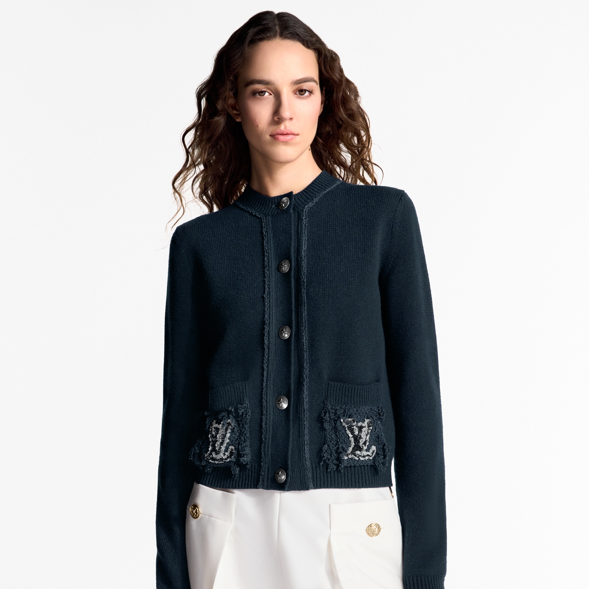  Ready-to-Wear Knitwear Bouclé Pocket Cardigan | Louis Vuitton ® (Product zoom)