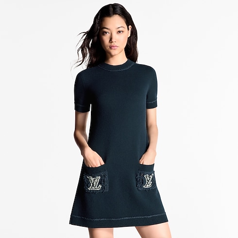 Ready-to-Wear Dresses Bouclé Pocket Knit Dress | Louis Vuitton ® (Product zoom)