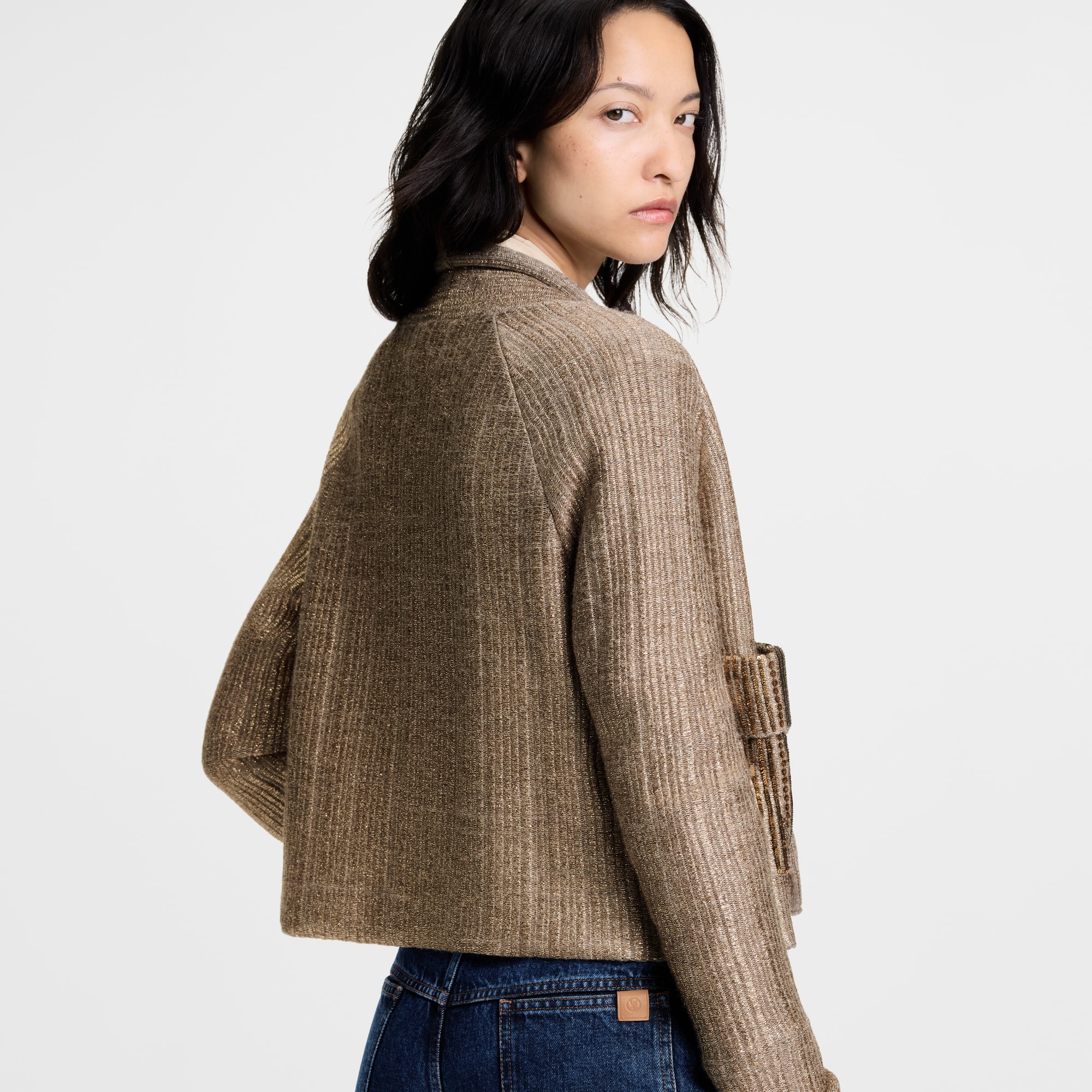  Ready-to-Wear Knitwear Boxy Glitter Knit Cardigan | Louis Vuitton ® (Product zoom)