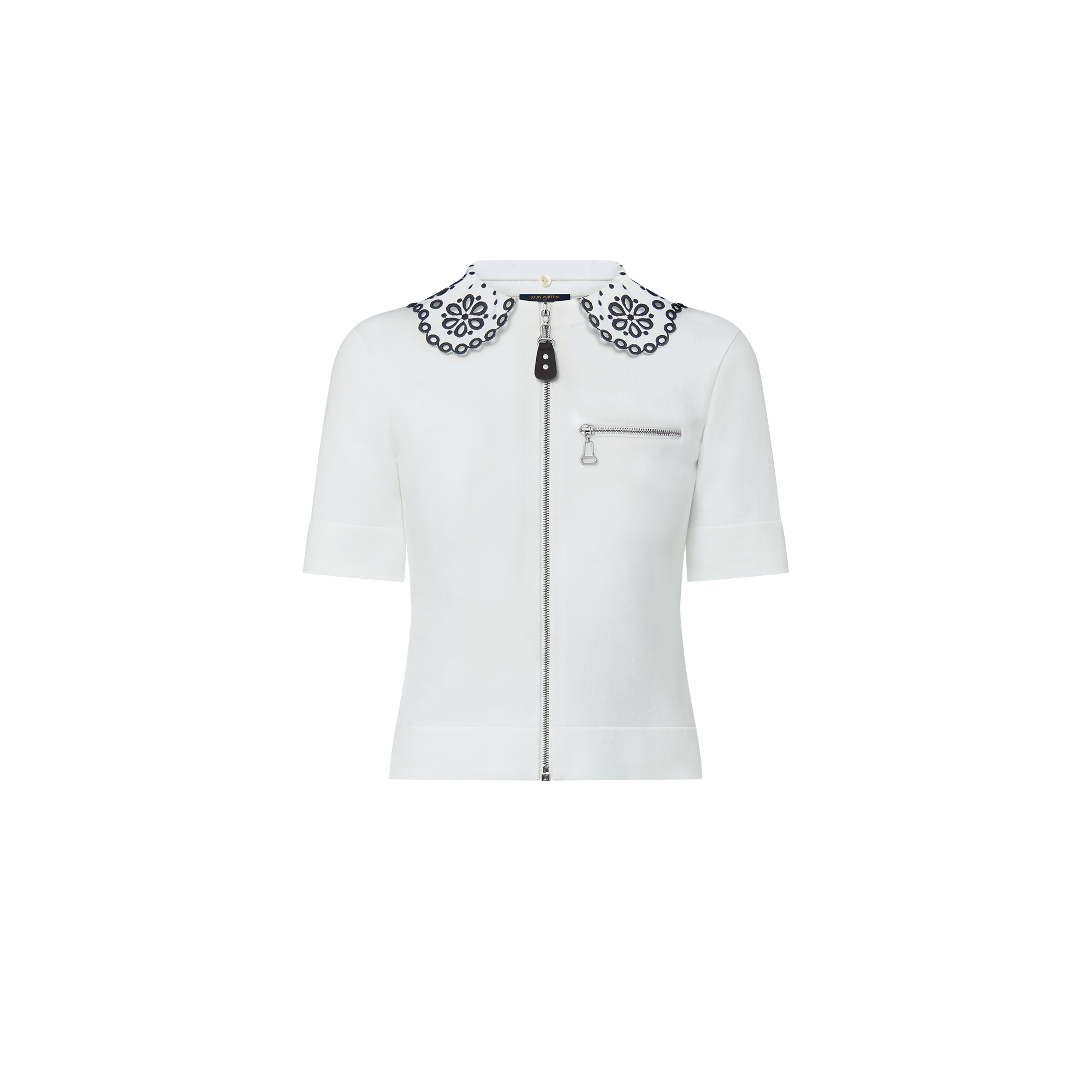 Broderie Collar Zip-Up Knit Top - Women - Ready-to-Wear | LOUIS 