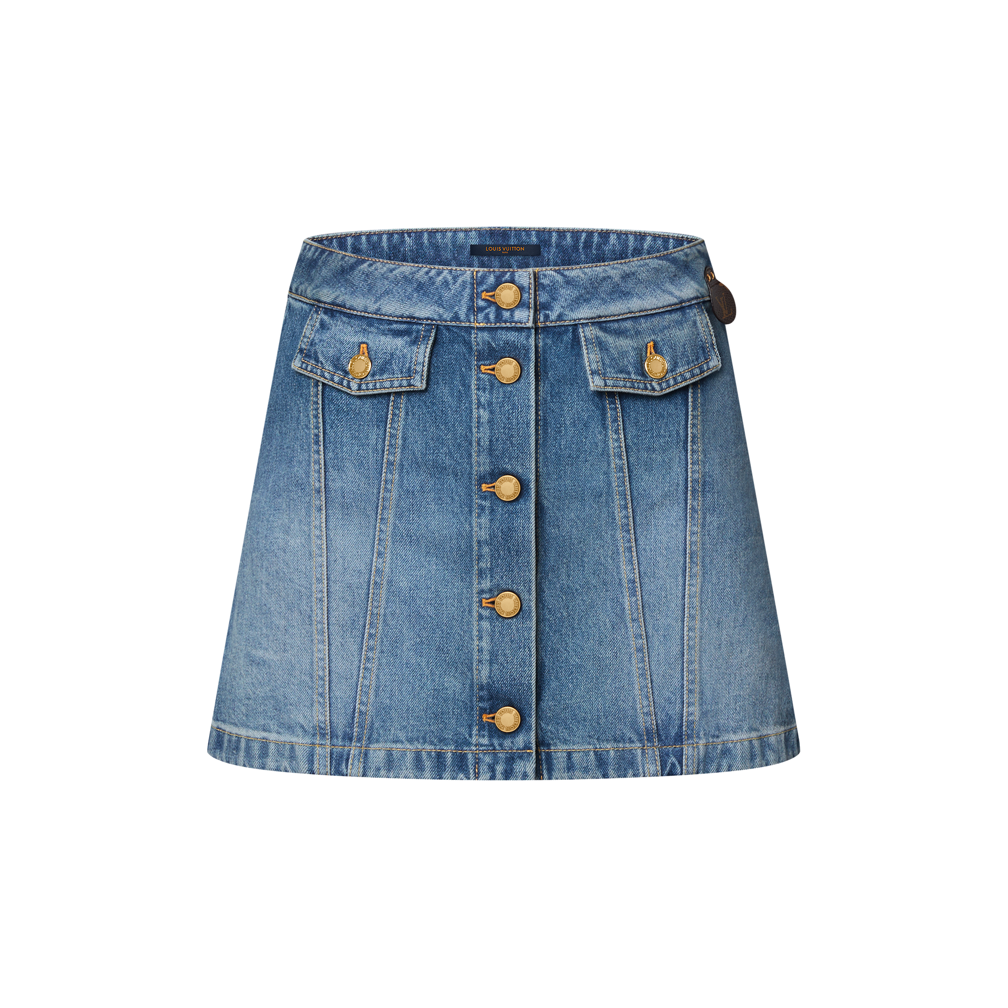 Button Front Denim Mini Skirt - Women - Ready-to-Wear | LOUIS 