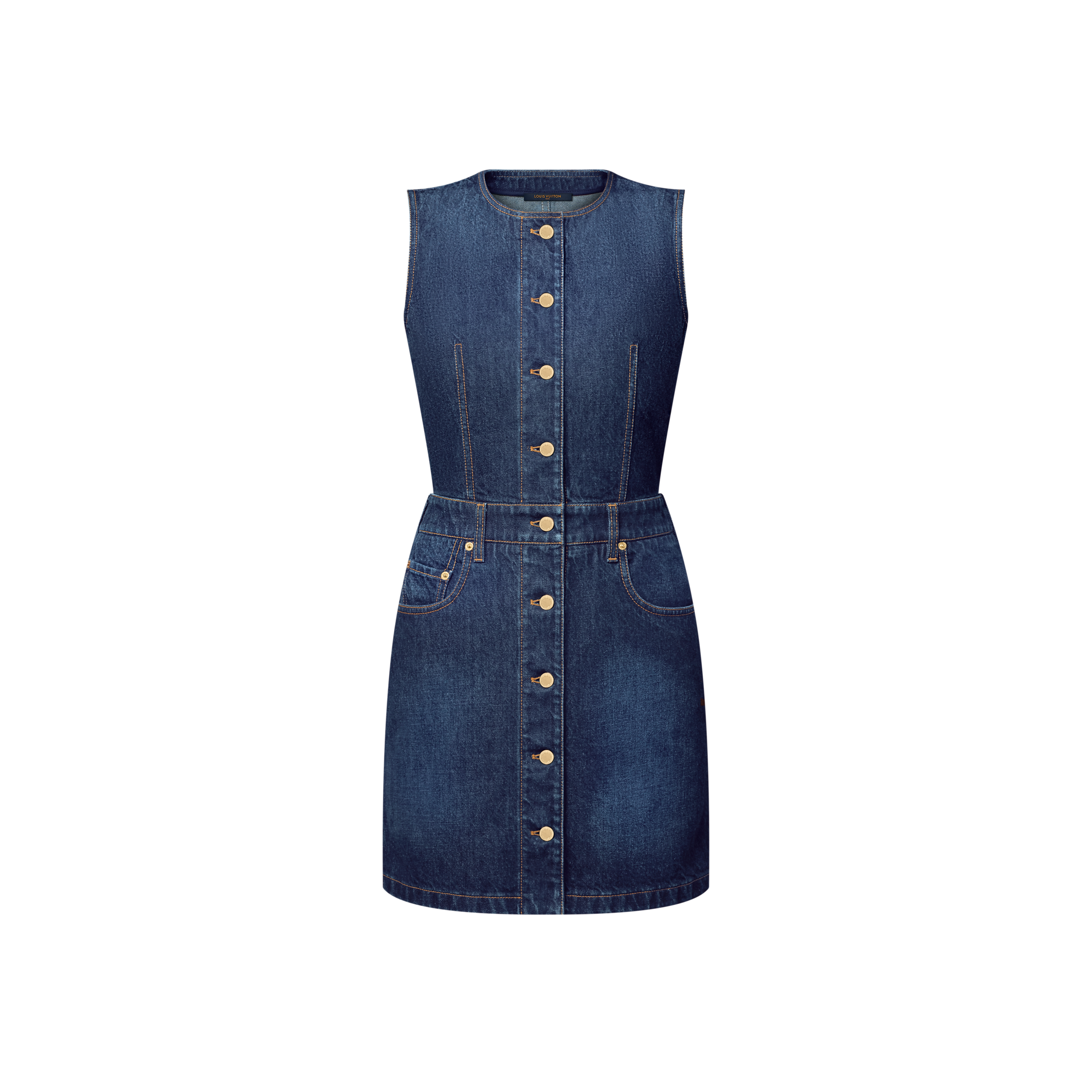 Button Front Washed Denim Dress