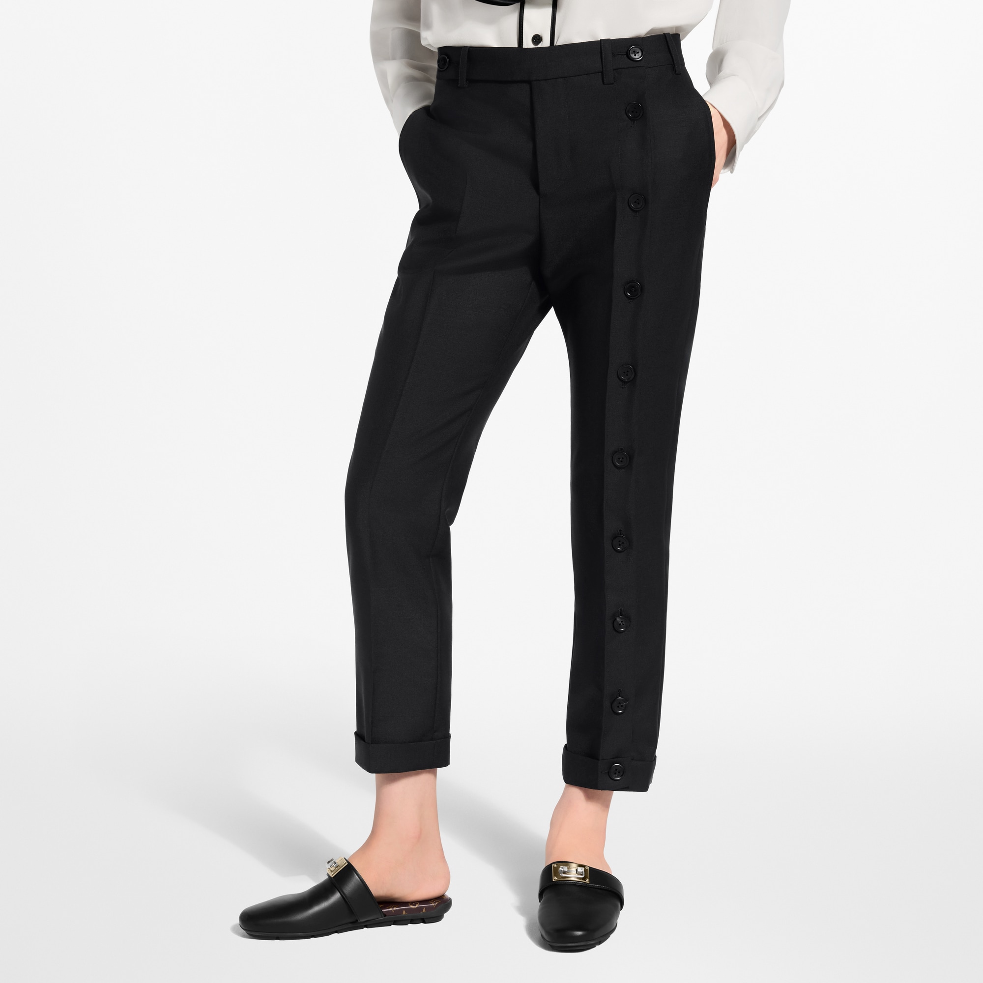 Button Leg Tailored Pants