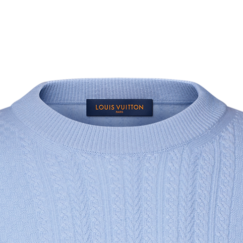 New In Men } Cable Knit Wool-Cashmere Crewneck | Louis Vuitton ® (Product zoom)