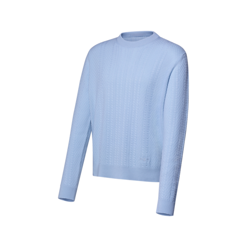 New In Men } Cable Knit Wool-Cashmere Crewneck | Louis Vuitton ® (Product zoom)