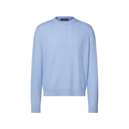 New In Men } Cable Knit Wool-Cashmere Crewneck | Louis Vuitton ® (Product zoom)
