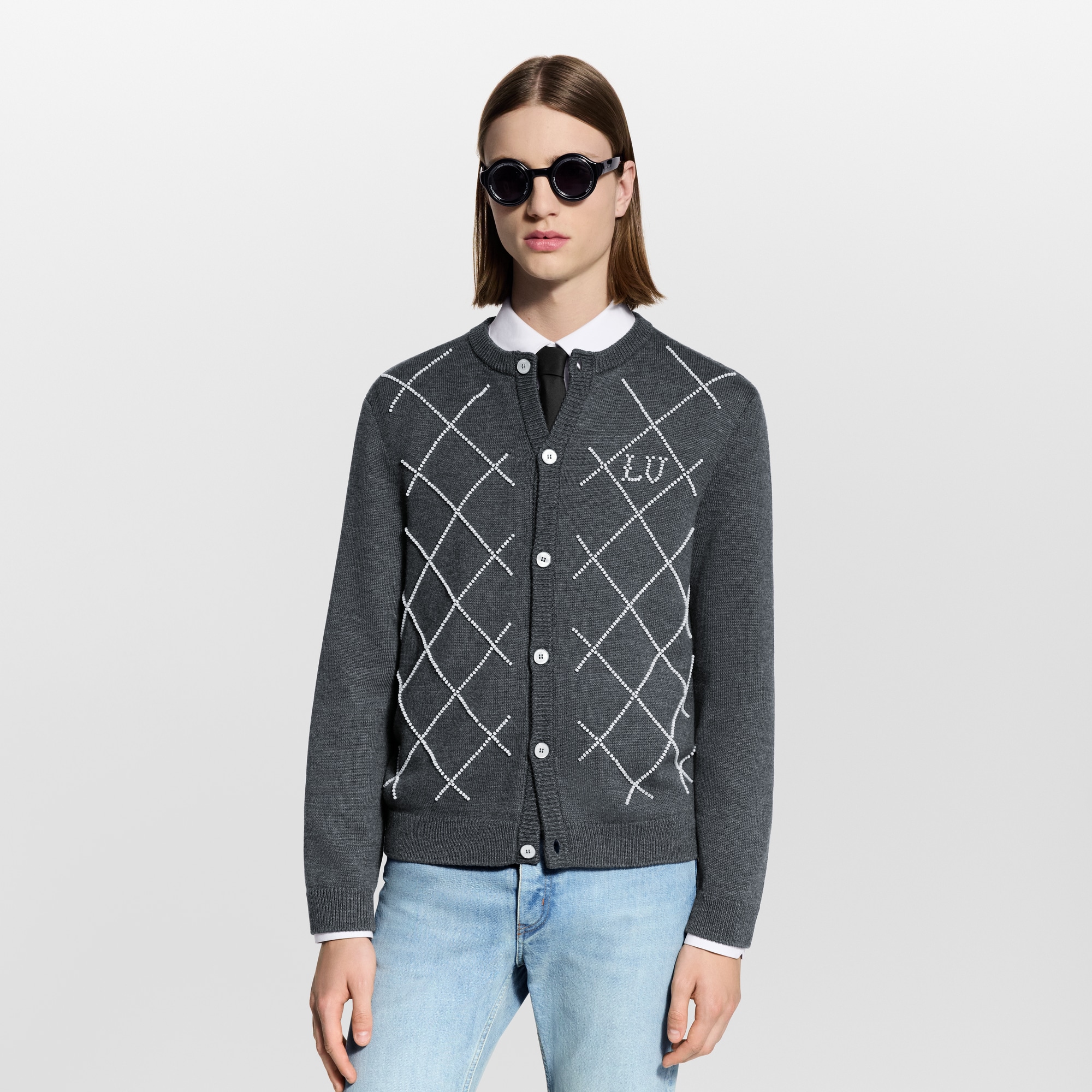  Ready-to-Wear All Ready-to-Wear Cardigan With Pearly Embroidery | Louis Vuitton ® (Product zoom)