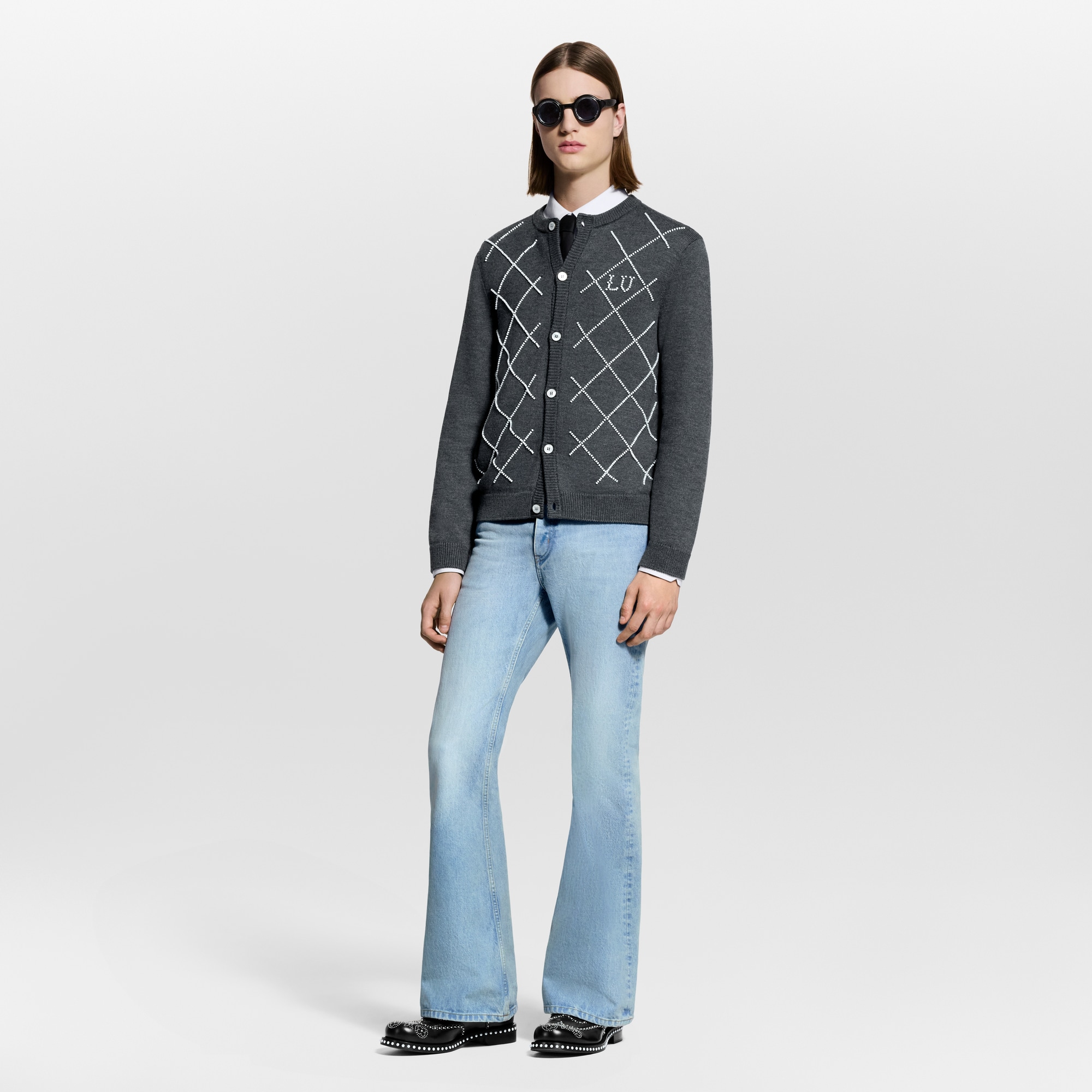  Ready-to-Wear All Ready-to-Wear Cardigan With Pearly Embroidery | Louis Vuitton ® (Product zoom)
