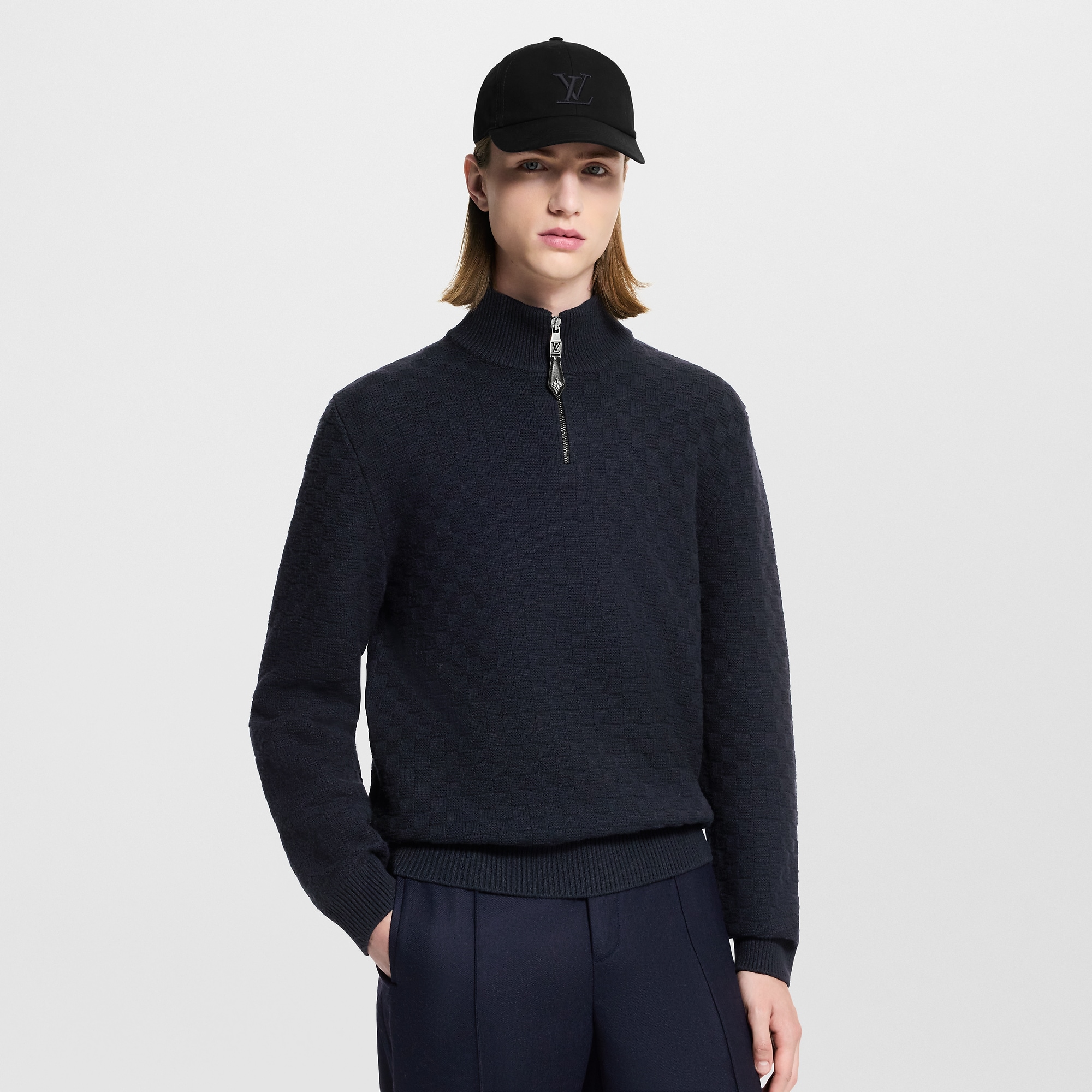 Cashmere-Wool Blend Half-Zip Pullover