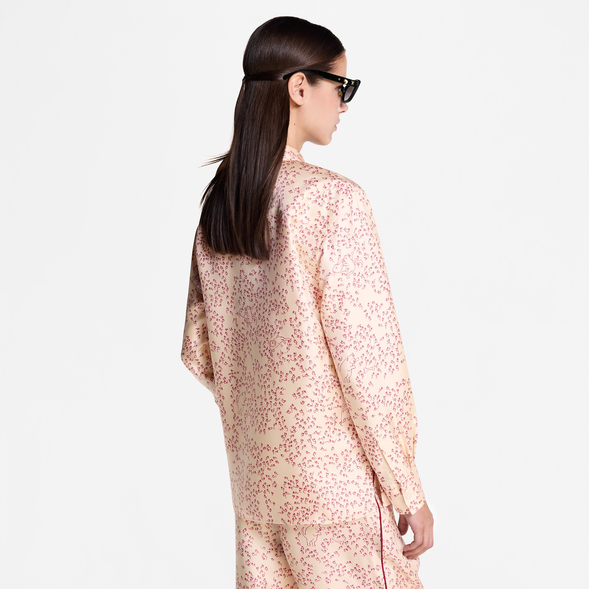 Cat-and-Mouse Print Silk Shirt