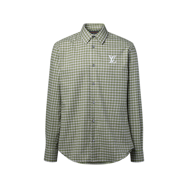 Louis Vuitton green check long-sleeved shirt
