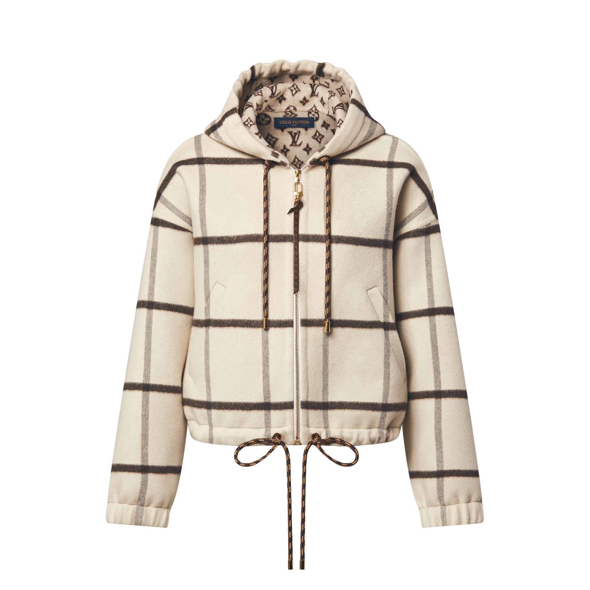 Check Motif Hooded Jacket