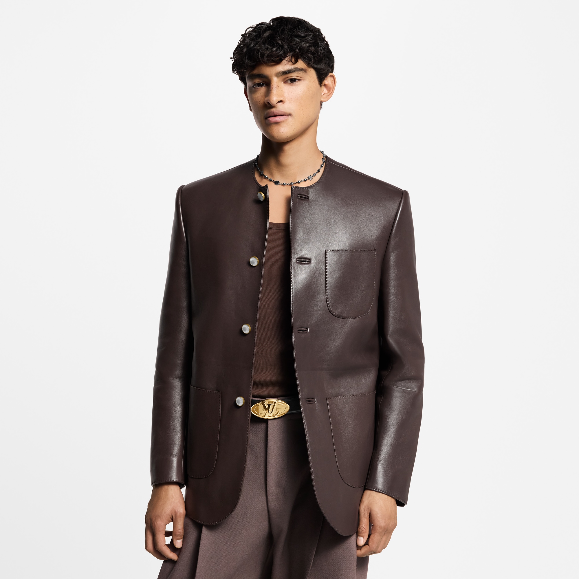  Ready-to-Wear Blazers and Jackets Chic Collarless Leather Blazer | Louis Vuitton ® (Product zoom)