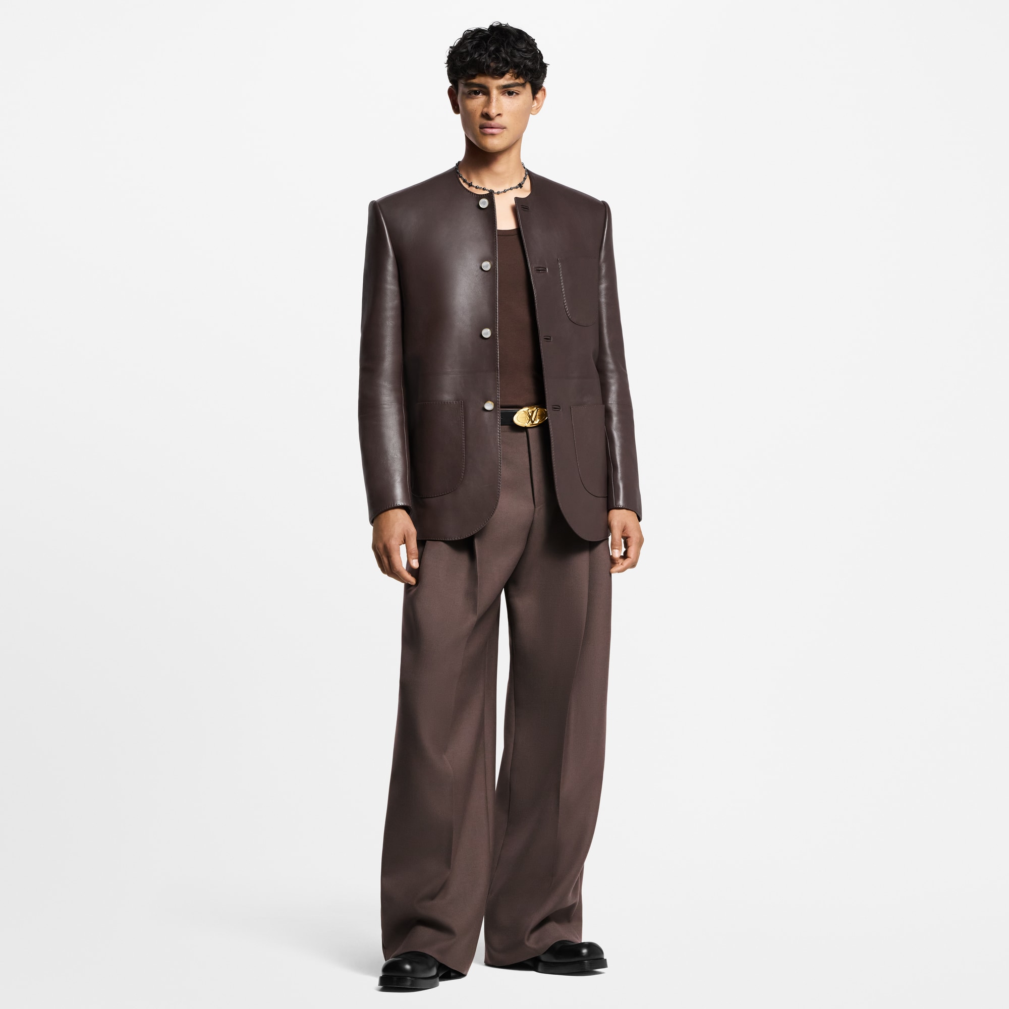  Ready-to-Wear Blazers and Jackets Chic Collarless Leather Blazer | Louis Vuitton ® (Product zoom)