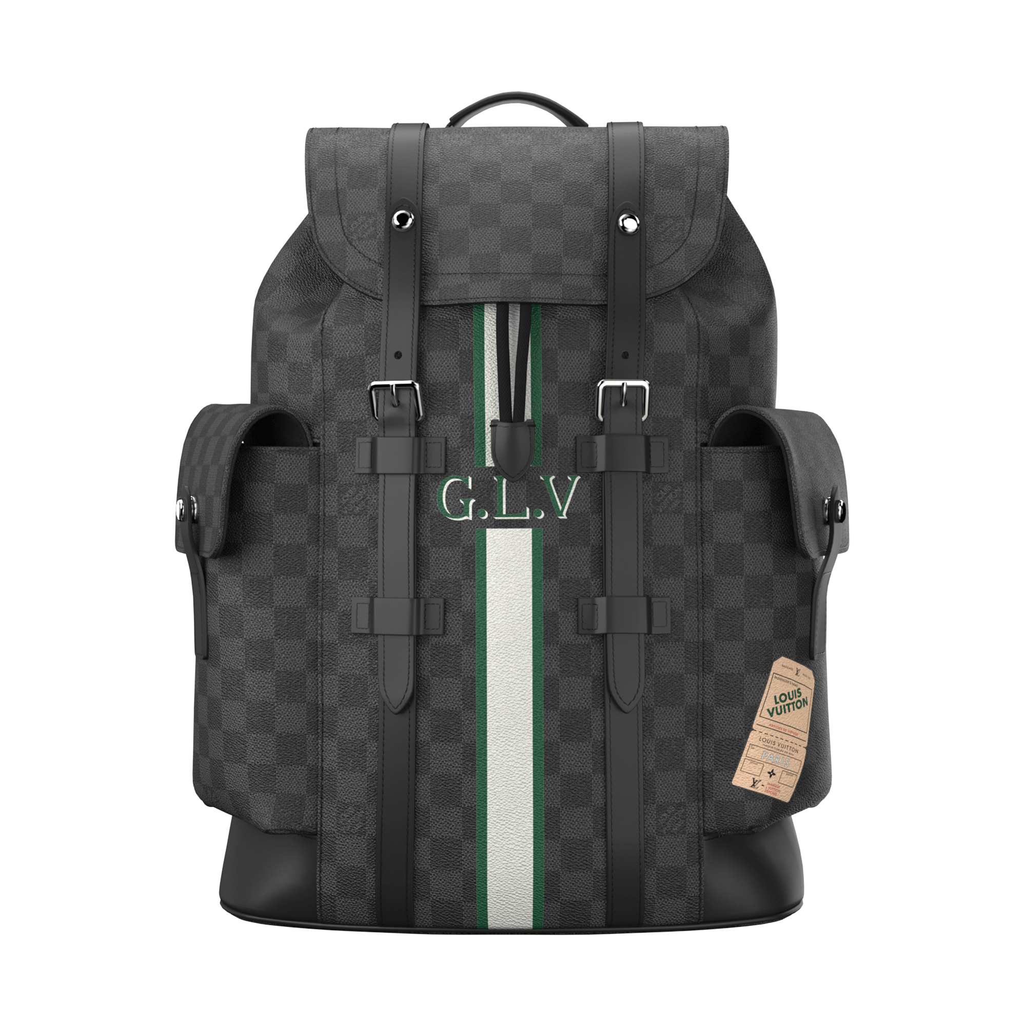 louis vuitton christopher backpack patches Damier Graphite Alps and signature prints enable a unique finish for each piece Louis Vuitton Christopher Backpack Damier