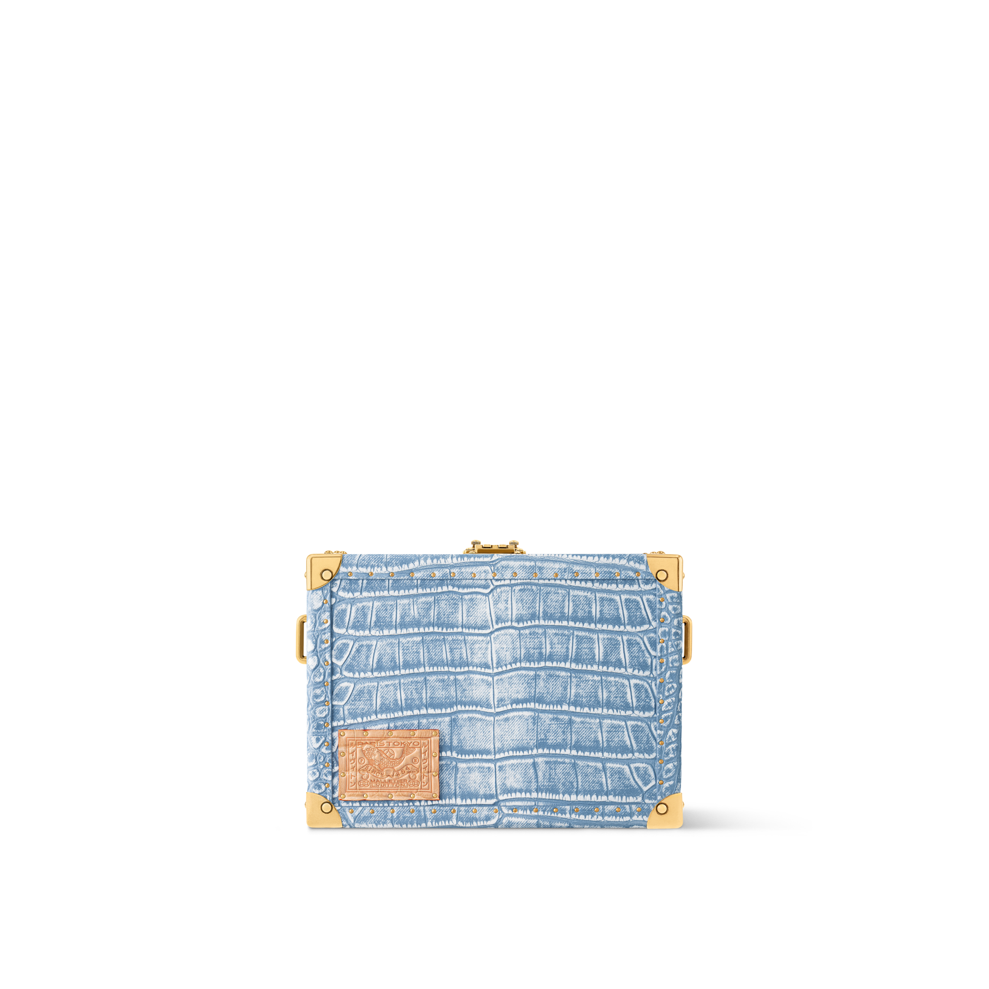 Crocodilien Mat Trunks and Boxes Wearable Trunks Clutch Box Washed Blue Denim | Louis Vuitton ® (Product zoom)