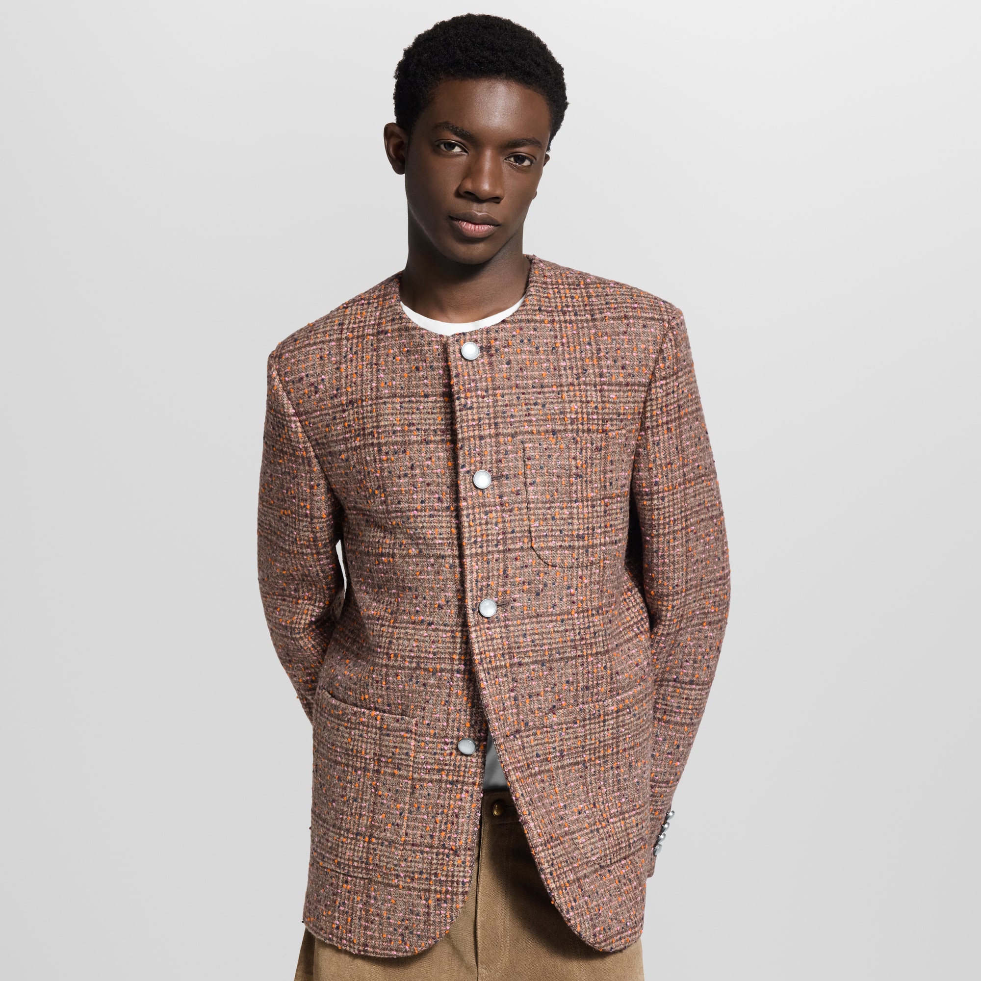  Ready-to-Wear Blazers and Jackets Collarless Tweed Jacket | Louis Vuitton ® (Product zoom)