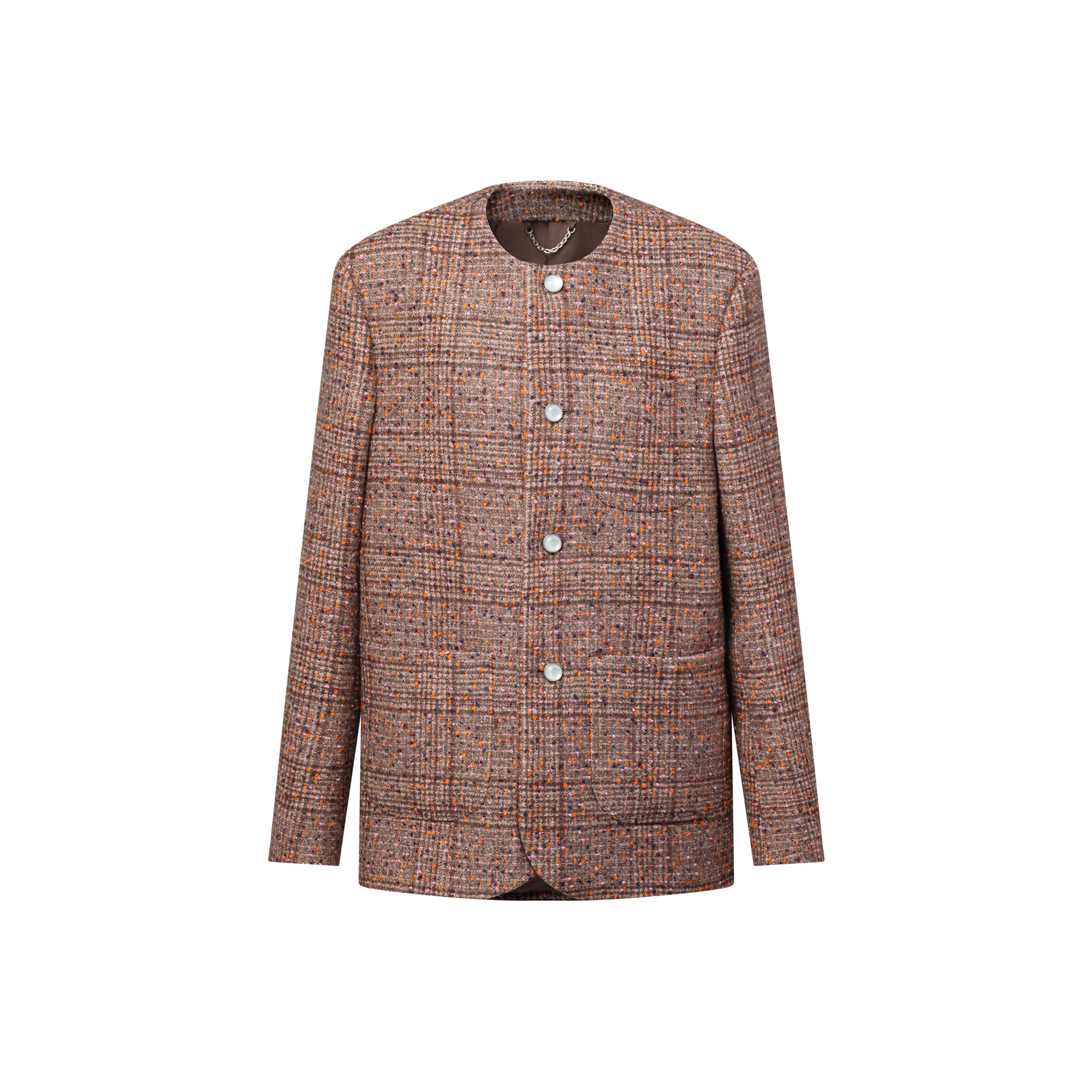 Collarless Tweed Jacket