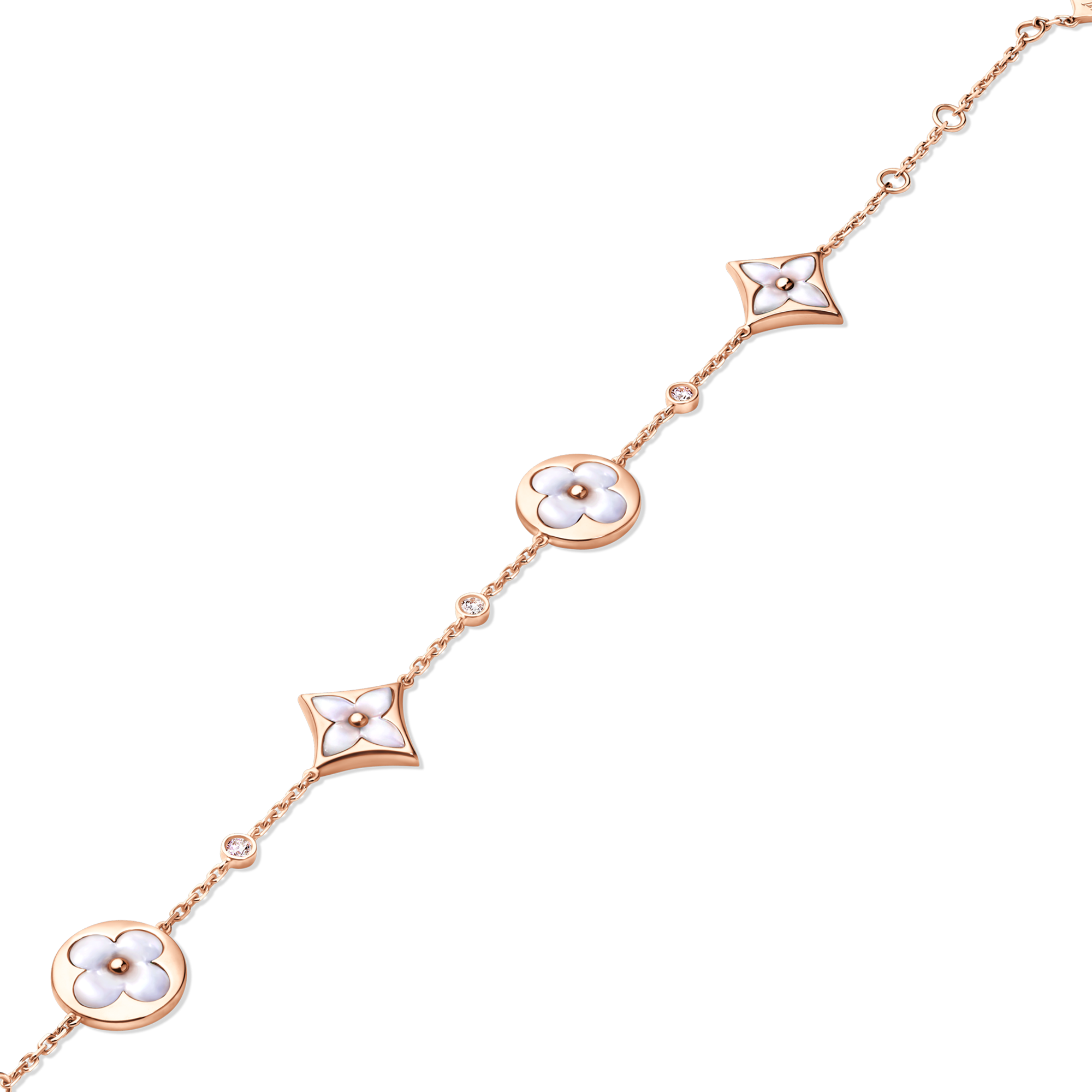  Categories All Fine Jewelry Color Blossom BB Star and Sun Multi-Motif Bracelet, Pink Gold, White Mother-of-Pearl and Diamonds | Louis Vuitton ® (Product zoom)