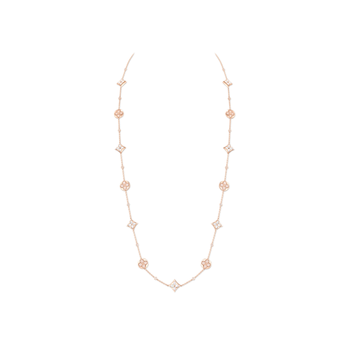 Categories Necklaces and Pendants Color Blossom BB Star and Sun Multi-Motif Long Necklace, Pink Gold, White Mother-of-Pearl and Diamonds | Louis Vuitton ® (Product zoom)