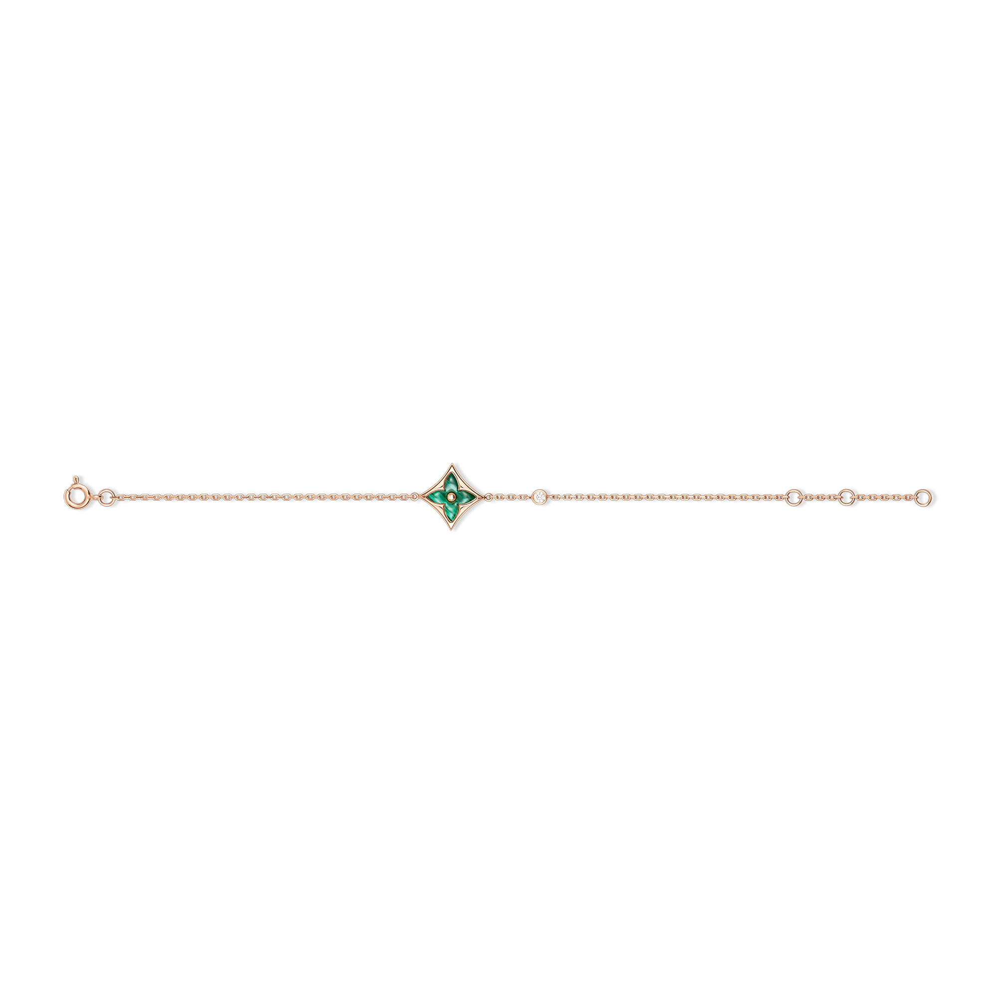 Color Blossom BB Star Bracelet, Pink Gold, Malachite and Diamond