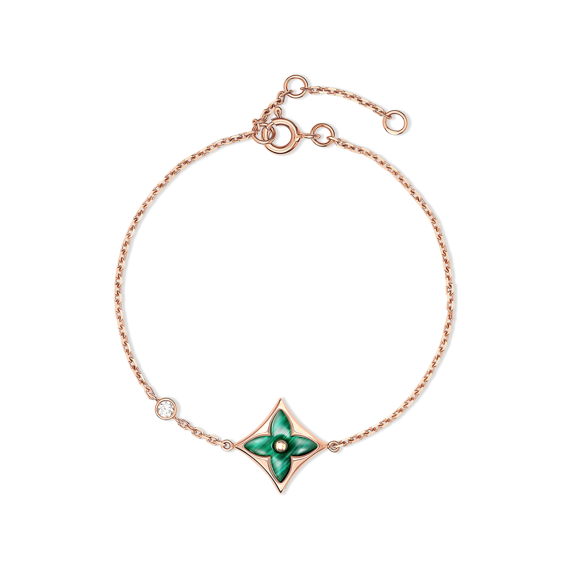 Color Blossom BB Star Bracelet, Pink Gold, Malachite and Diamond