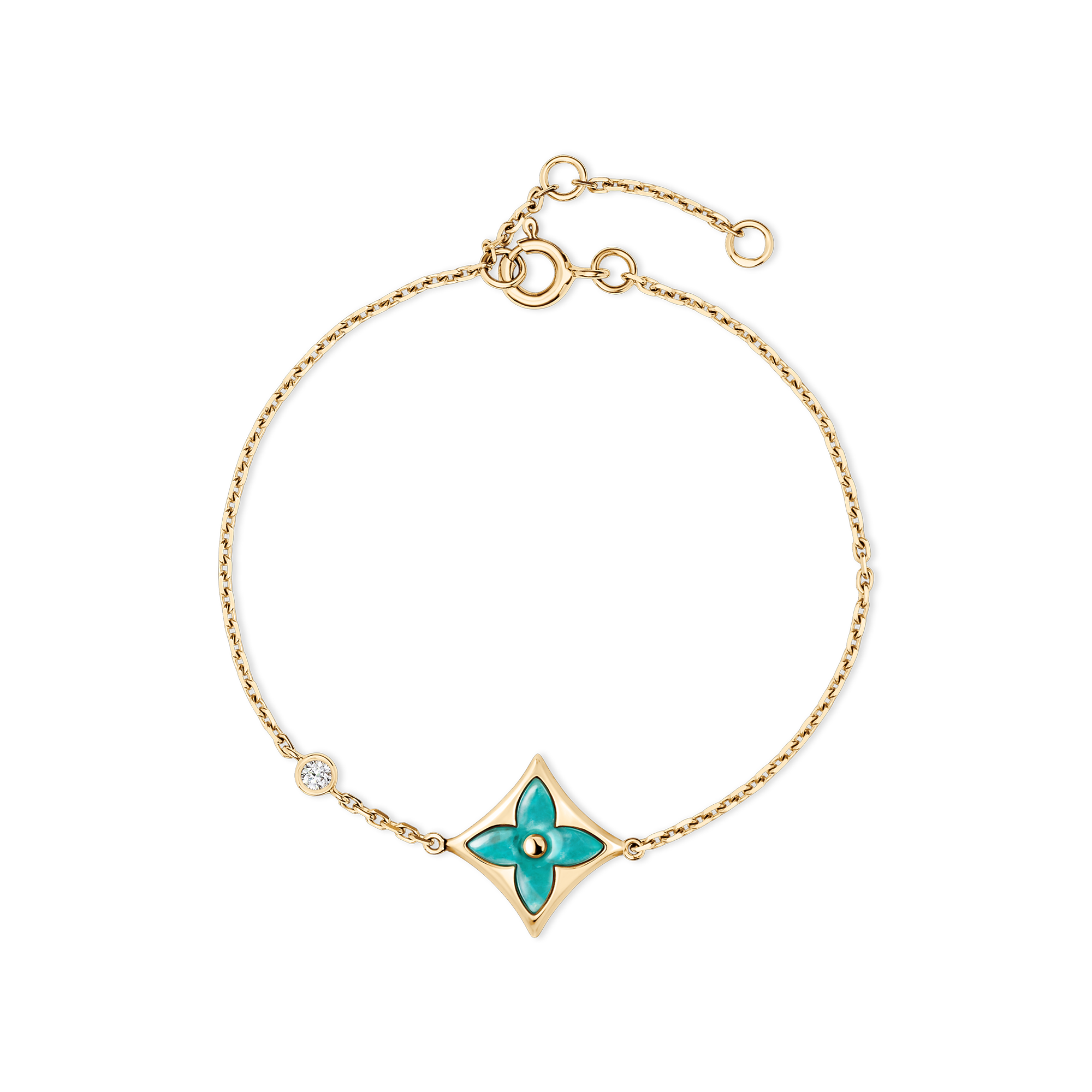 Color Blossom BB Star Bracelet, Yellow Gold, Amazonite and Diamond