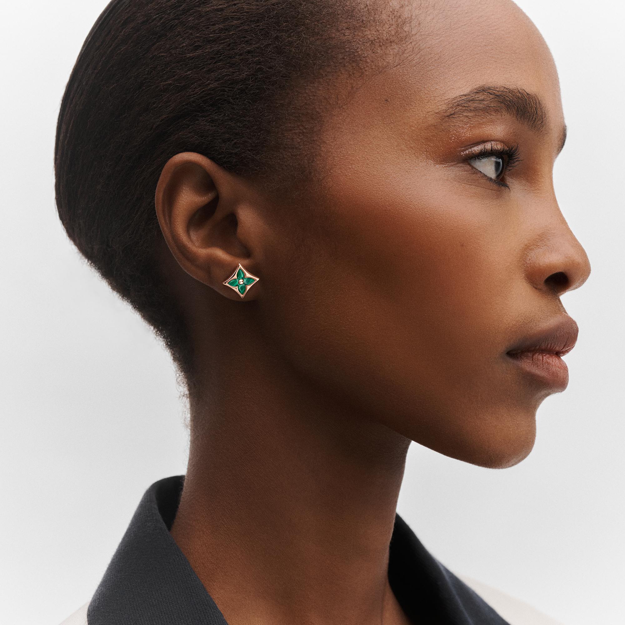 Categories All Fine Jewelry Color Blossom BB Star Ear Stud, Pink Gold and Malachite - Per Unit | Louis Vuitton ® (Product zoom)