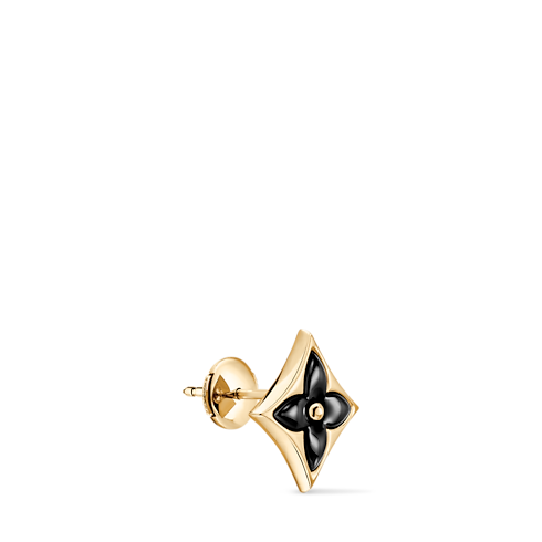 Categories Earrings Color Blossom BB Star Ear Stud, Yellow Gold and Onyx - Per Unit | Louis Vuitton ® (Product zoom)