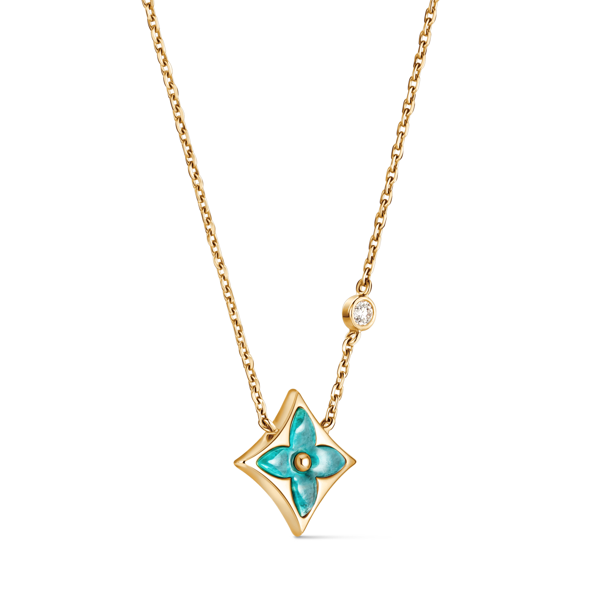  Categories Necklaces and Pendants  Color Blossom BB Star Pendant, Yellow Gold, Amazonite and Diamond | Louis Vuitton ® (Product zoom)