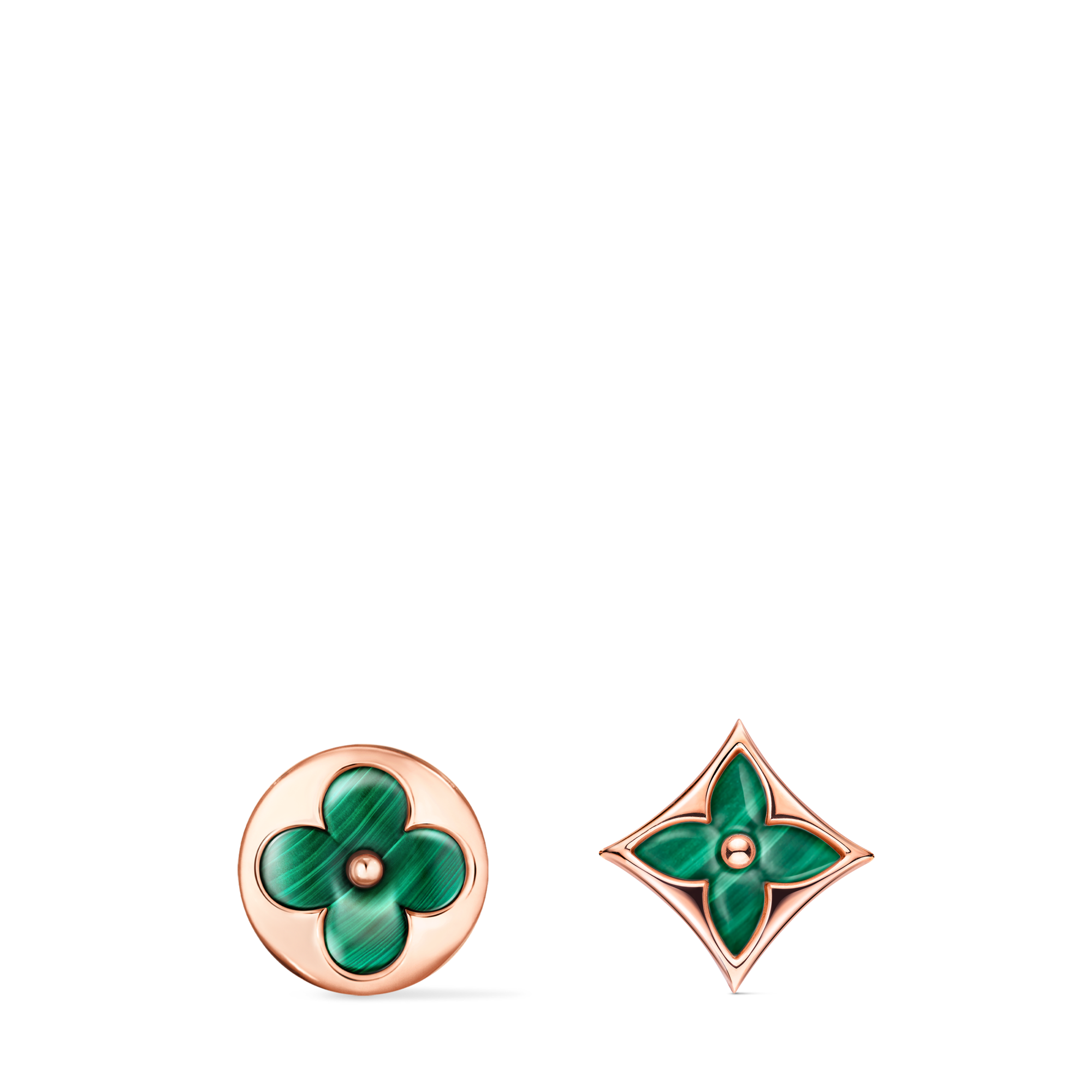  Categories All Fine Jewelry Color Blossom BB Sun Ear Stud, Pink Gold and Malachite - Per Unit | Louis Vuitton ® (Product zoom)