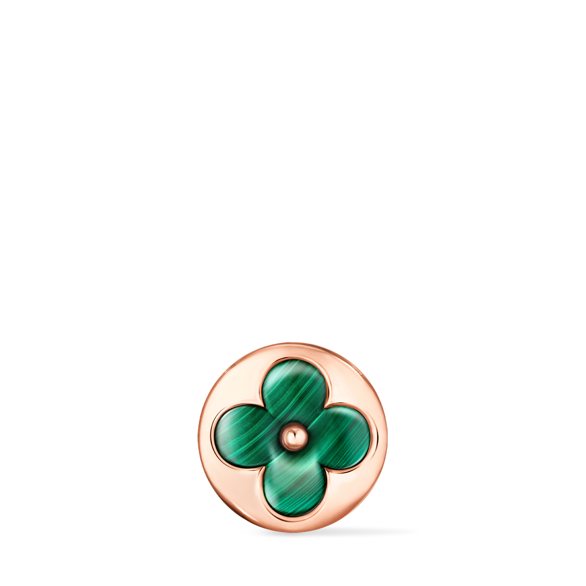 Color Blossom BB Sun Ear Stud, Pink Gold and Malachite - Per Unit